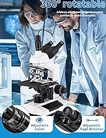 Vista 6 de Microscopios para adultos WF10x y WF25x Microscopio compuesto con portaobjetos de microscopio, kit de microscopios para niños, estudiantes, escuela