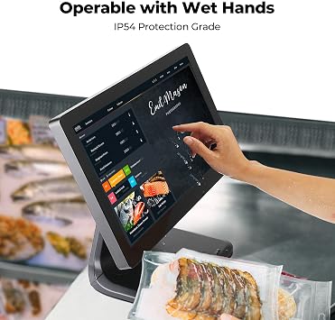 MUNBYN 15.6-inch POS Touchscreen Monitor, Backlit LED Multi-Touch Screen Monitor, HDMI/VGA Capacitive Screen Display True Flat Seamless for Retail Restaurant, Bar, No Driver Required, 2Y Protection
