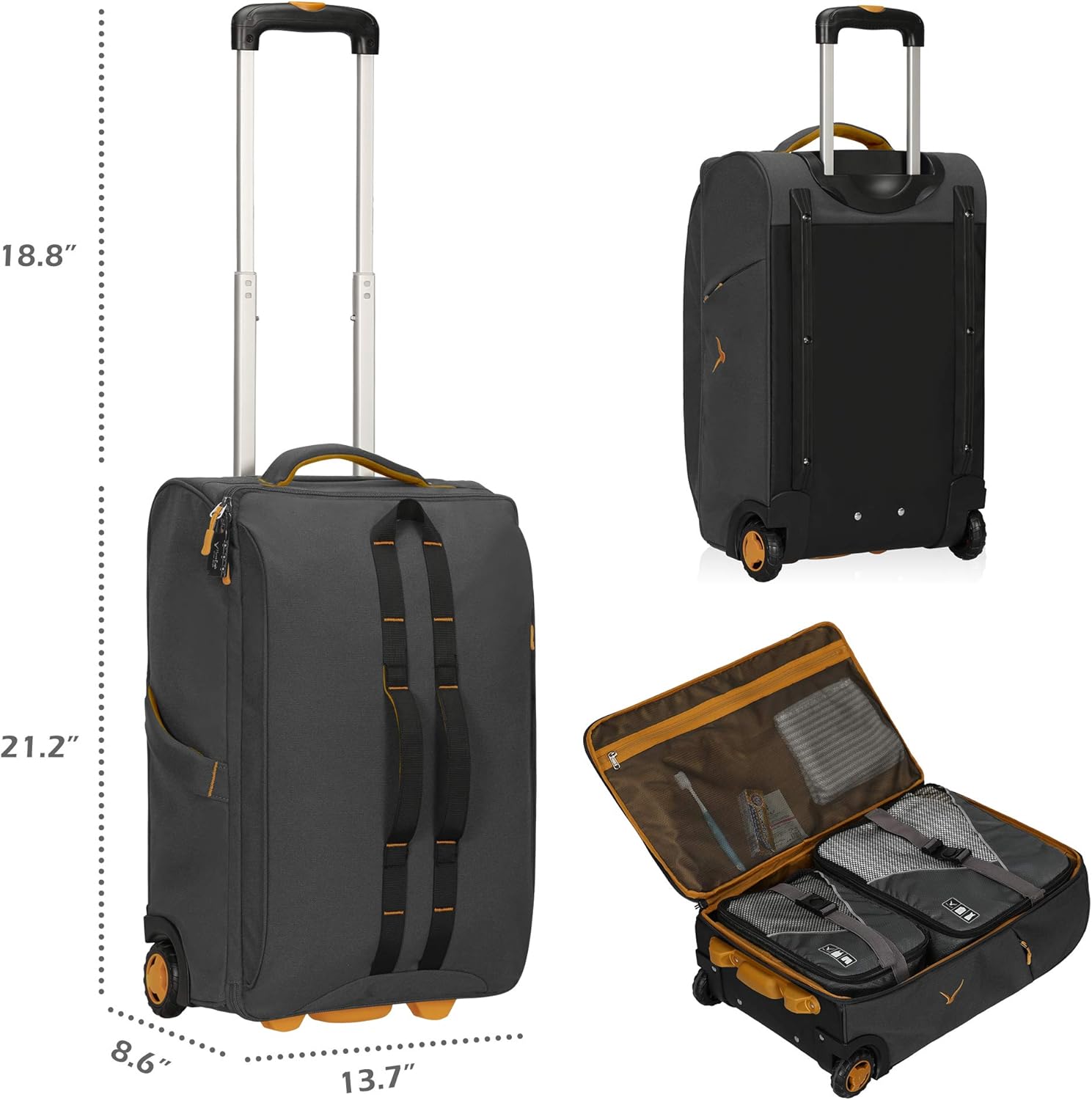 Review Hynes Eagle Carry on Luggage Rolling Wheeled Duffel Bag Softside