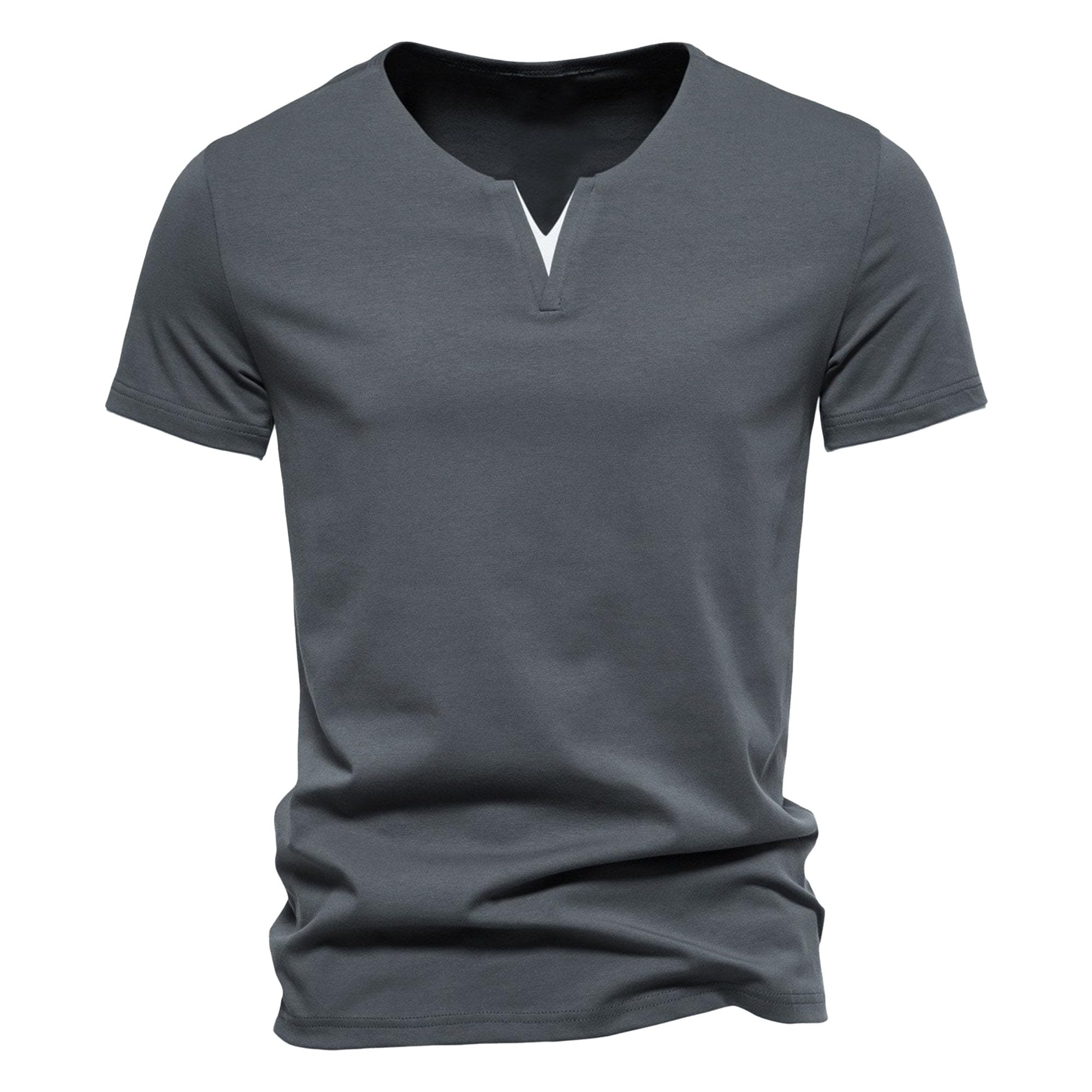 Men's V-Neck T-Shirts Short Sleeve Soft Cotton Basic Tees Shirts Summer Casual Trendy Clothes Classic Tshirts (Dark Grey,5X-Large)