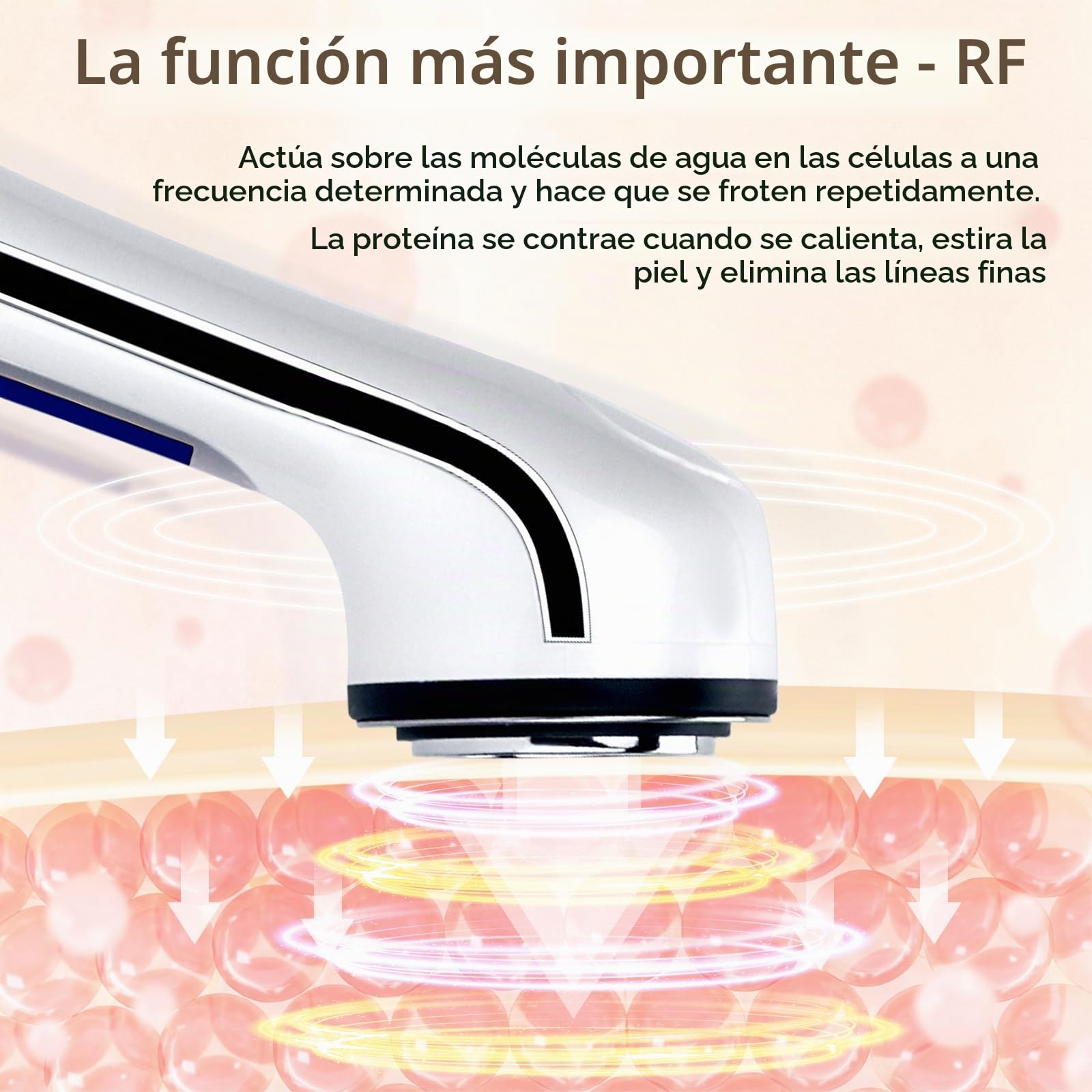 CARER BEAUTY Dispositivo de belleza facial por radiofrecuencia - Masajeador facial antienvejecimiento 5 en 1 utilizado para reafirmar la piel y antienvejecimiento