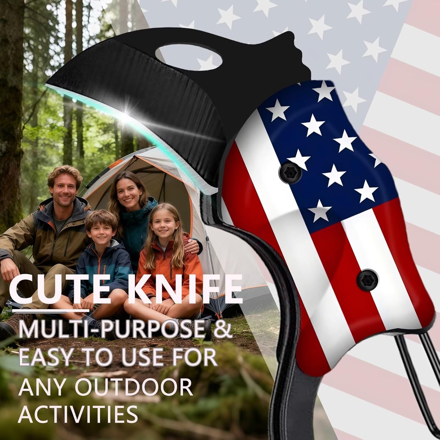 American Flag Pocket Knife for Man Women Black Knife Pocket Mini Box Cutter,Cool Folding Utility Knives for Man EDC Box Cutter Small Knives for Cutting Rope Packages Mini Cool Gadgets