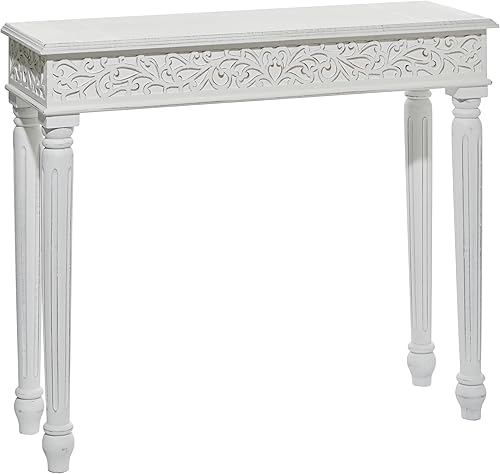 Deco 79 Mesa consola de madera estilo granja, tamaño grande, color blanco