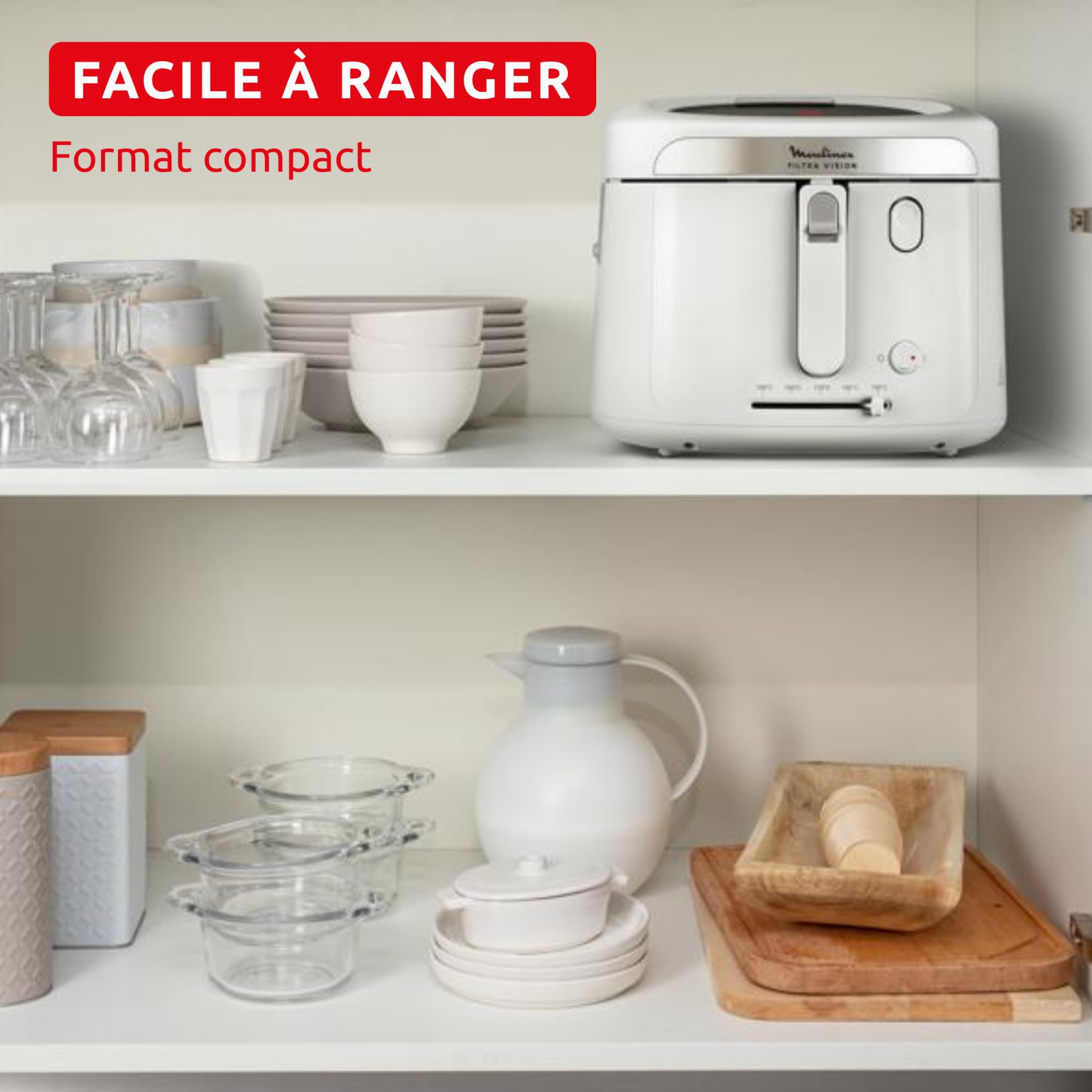 Moulinex Filtra Vision, Friteuse, Grande fenêtre pour garder un oeil sur la cuisson, Capacité familiale, Nettoyage facile, AF2541E0, Extérieur en Plastique Blanc