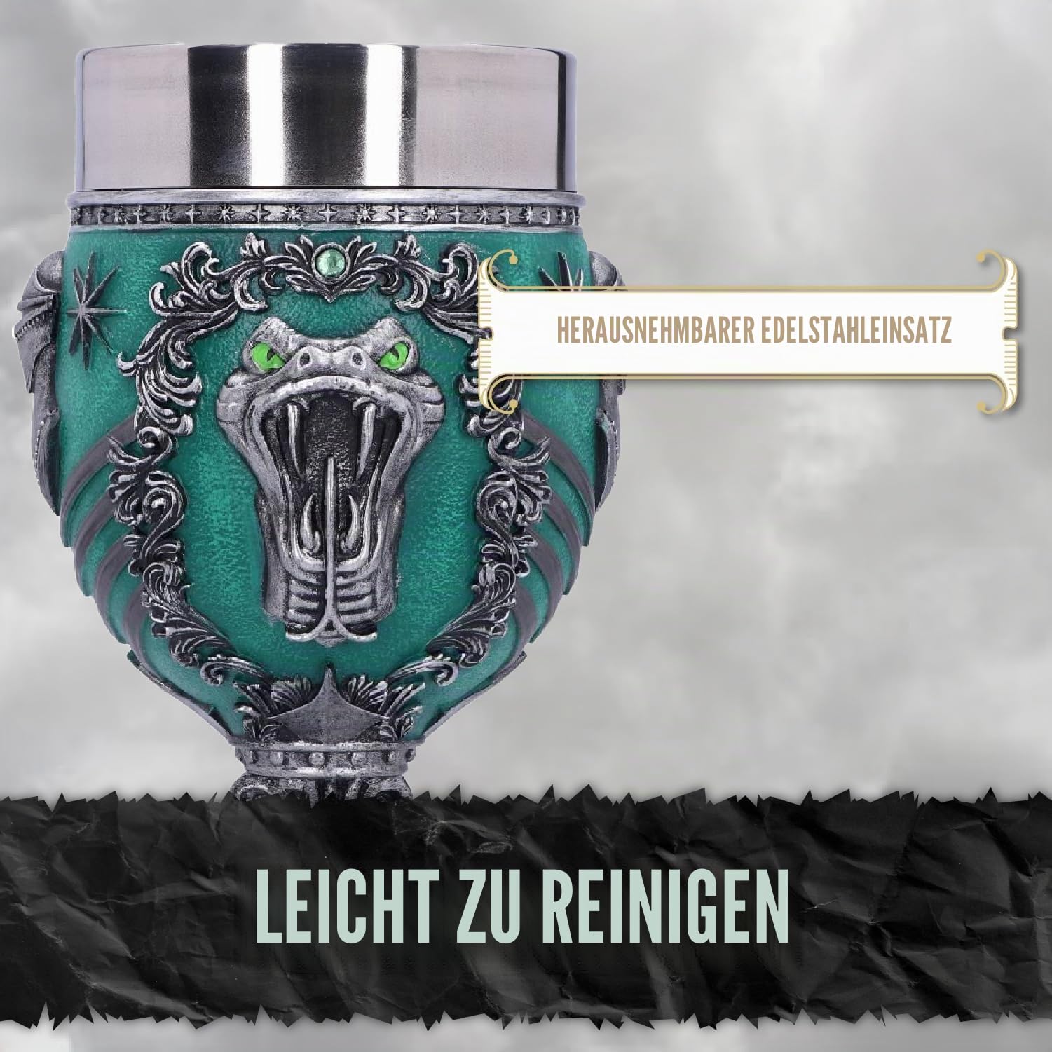 Nemesis Now Harry Potter Slytherin Hogwarts House Collectable Goblet, Harz, Grün Silber, 1.25 picometer