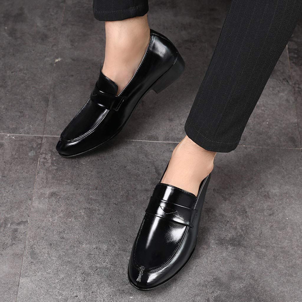 Mocasines de piel sintética para hombre, anchos, formales, zapatos de vestir, zapatos de traje, zapatos de punta puntiaguda, zapatos de negocios, suela baja, mocasines suaves y cómodos para uso diario