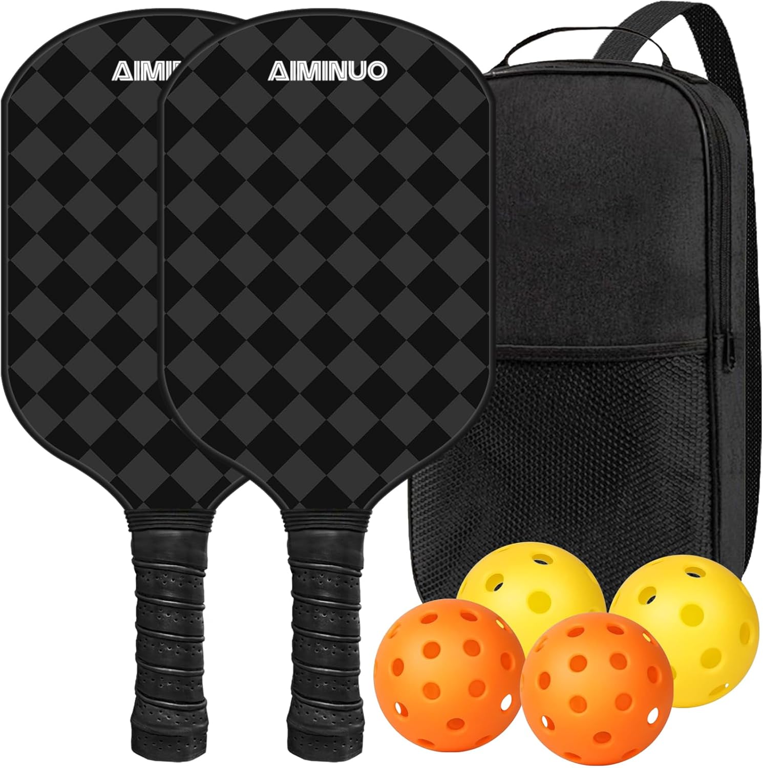 Pickleball Paddles, Fiberglass Pickle Ball Paddle Set, 16mm Lightweight Pickleball Paddles for Men Women Kids Indoor & Outdoor