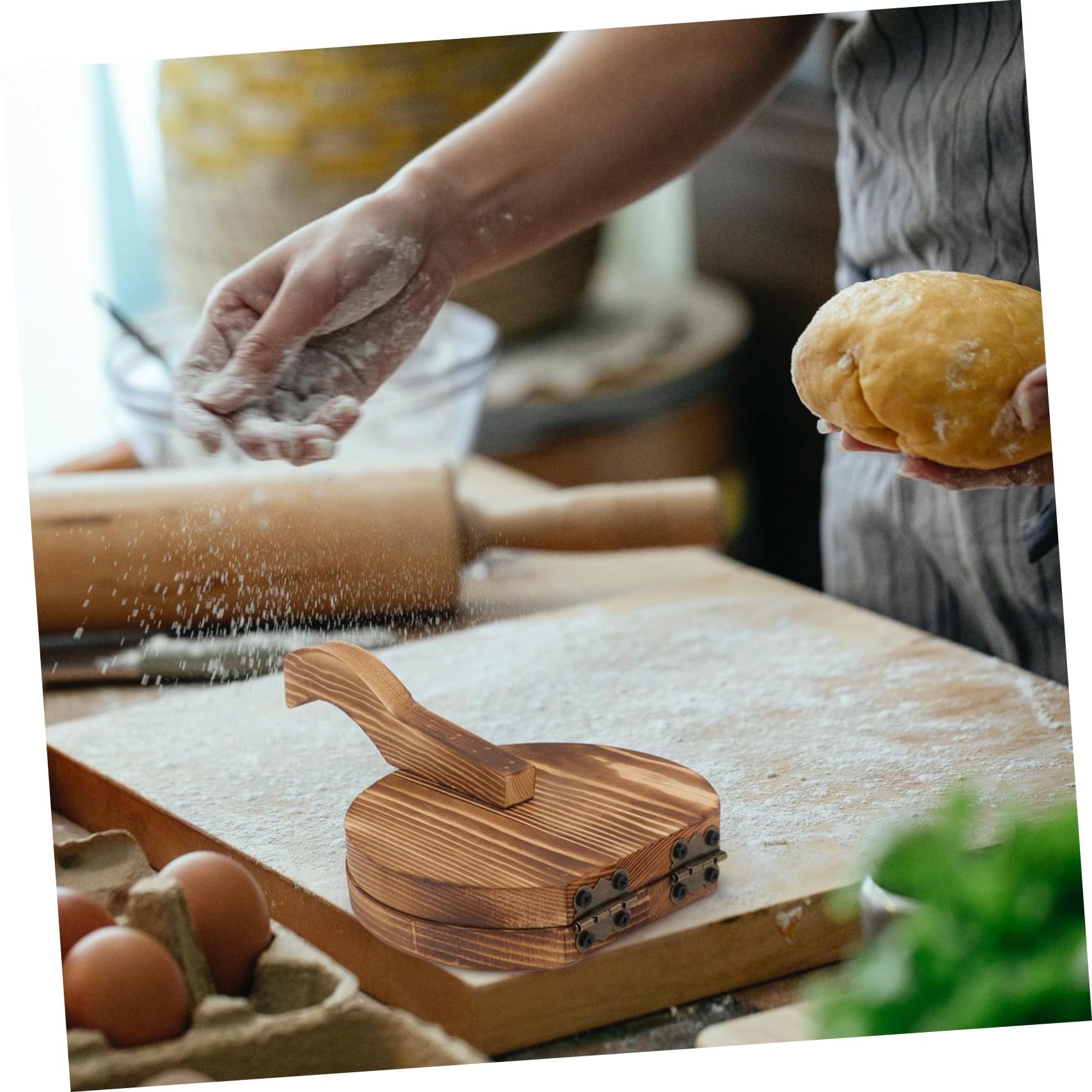 BESTonZON 10piezas Prensa De Masa De Madera Para Empanadas y Dumplings Herramienta De Repostería y Preparación De Bocadillos
