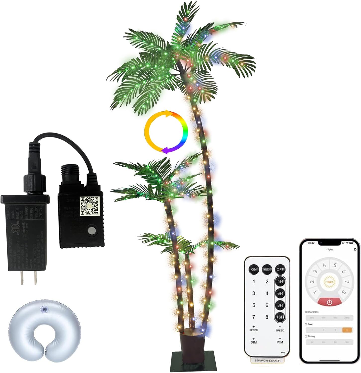 SOSHOT 6FT Lighted Artificial Palm Tree with Three Trunks