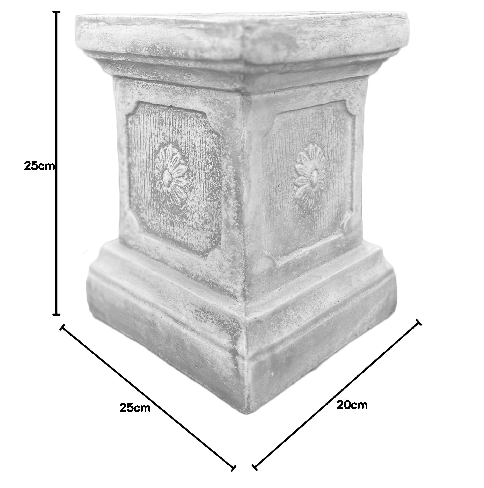 FABRIQ Colonne, socle et piédestal en pierre moulée, gris, figurine en pierre, colonne de fleurs, résistante aux intempéries, solide, H : 25 cm, L : 20 cm, l : 20 cm, 17 kg