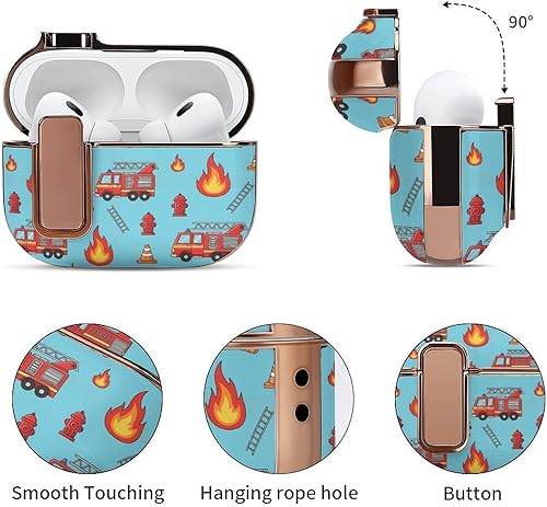 Miniatura 5 de Headphone Cover Compatible with Airpods Pro 2 Case Fire Trucks, Plastic, with Lock, Shockproof Protective