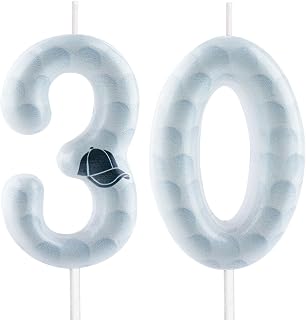 Golf Candle - Number Candles 30 for Cake Topper, 2.36 Inch Sports Birthday Candles, Perfect as Golf Theme Cake Decorations for Men, Women, Adults Birthdays, Anniversaries, Business (Number 30)