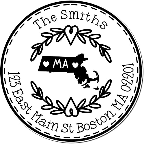 Miniatura 312 de Round State Love - Sello de dirección de devolución para Texas, uso con almohadilla de sello, mango de madera, sello de dirección de Texas