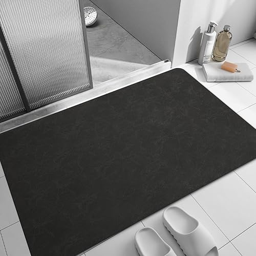 Miniatura 2 de Tapetes de baño superabsorbentes, de secado rápido, tapetes de baño de goma antideslizante, fáciles de limpiar, lavables a máquina, delgados (gris