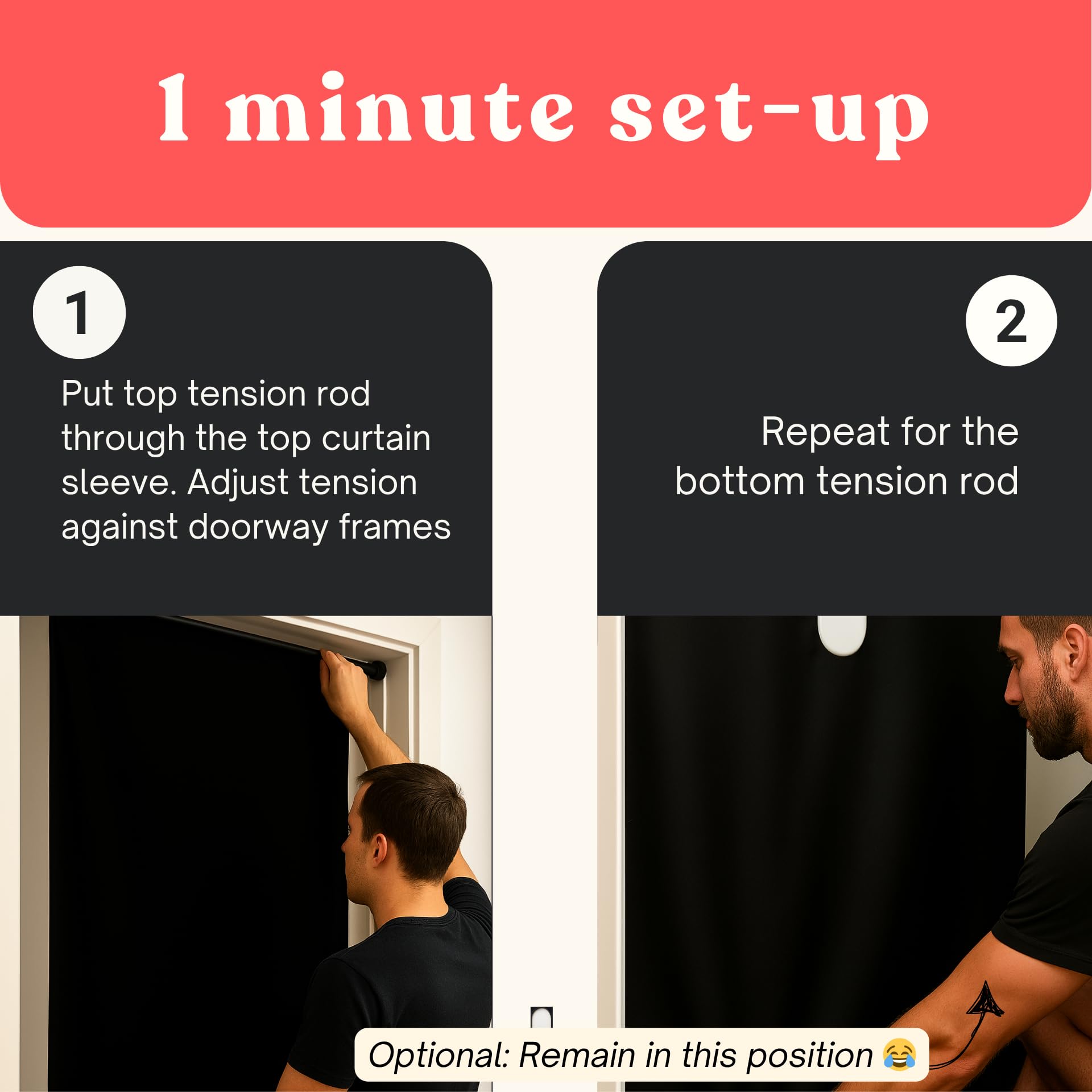 Glory Hole Wall Doorway Kit, Adjustable Height Comfort Door Curtain