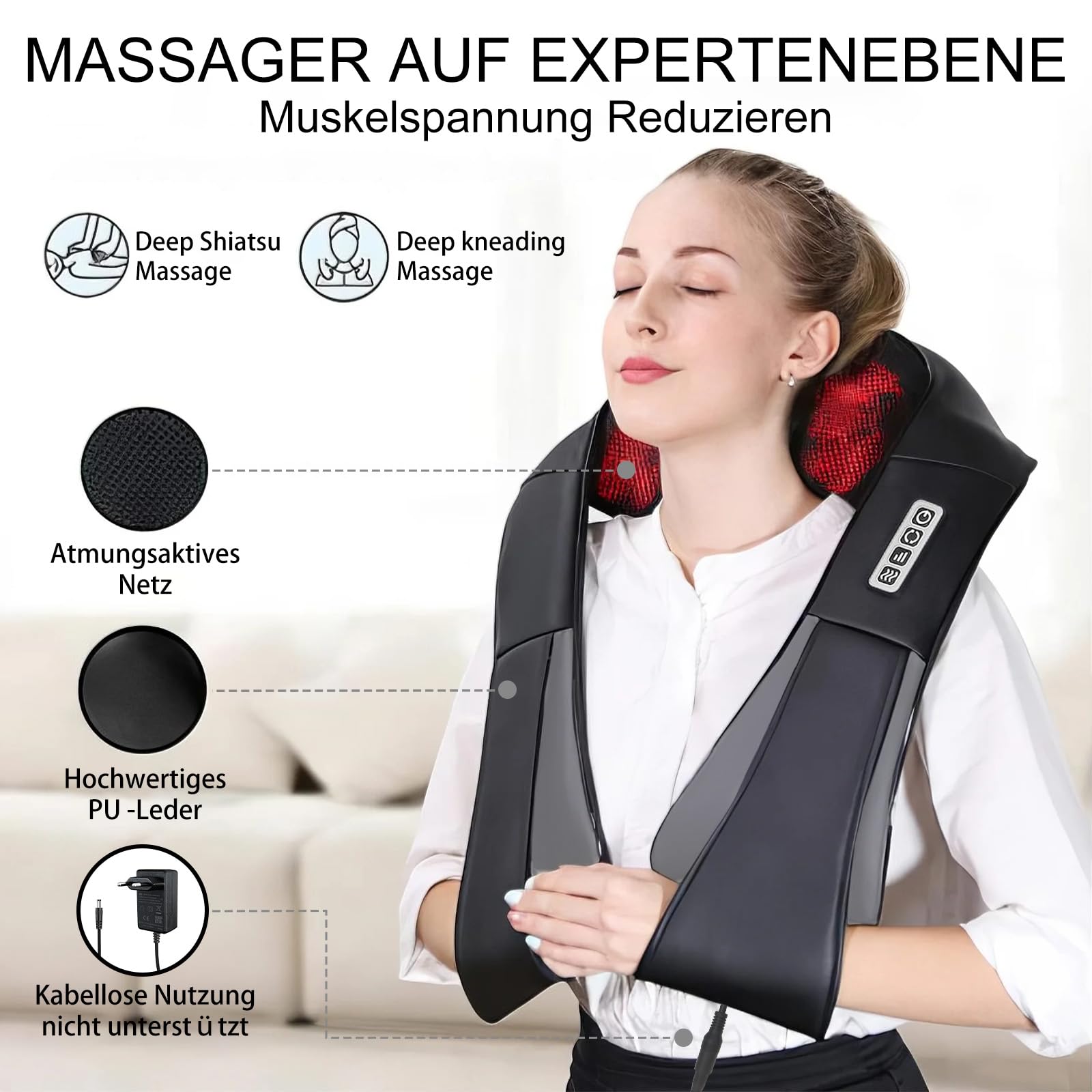 Nackenmassagegerät mit Wärme,iKristin Shiatsu Massagegerät 3D Deep Massage, um Schmerzen am Hals,Rücken,Taille usw. zu lindern,die Massagebedürfnisse der ganzen Familie zu erfüllen