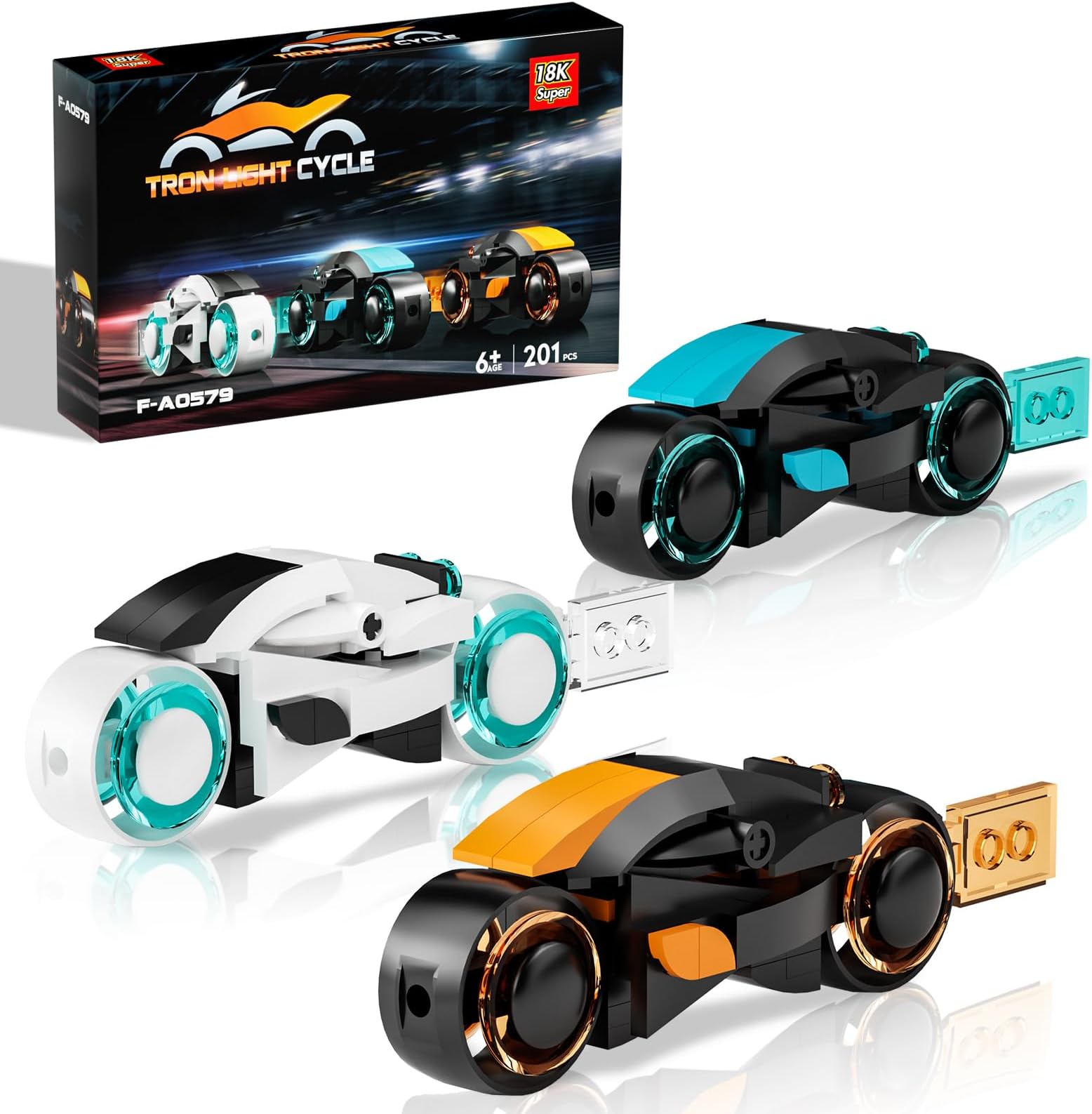 AobiKSEY TRON Legacy Building Set, Tron Light Cycle Collectible Toy Motorcycle Building Block Set Toy for TRON Fans and Kids Age 6+ Years Old (201 Pieces)…