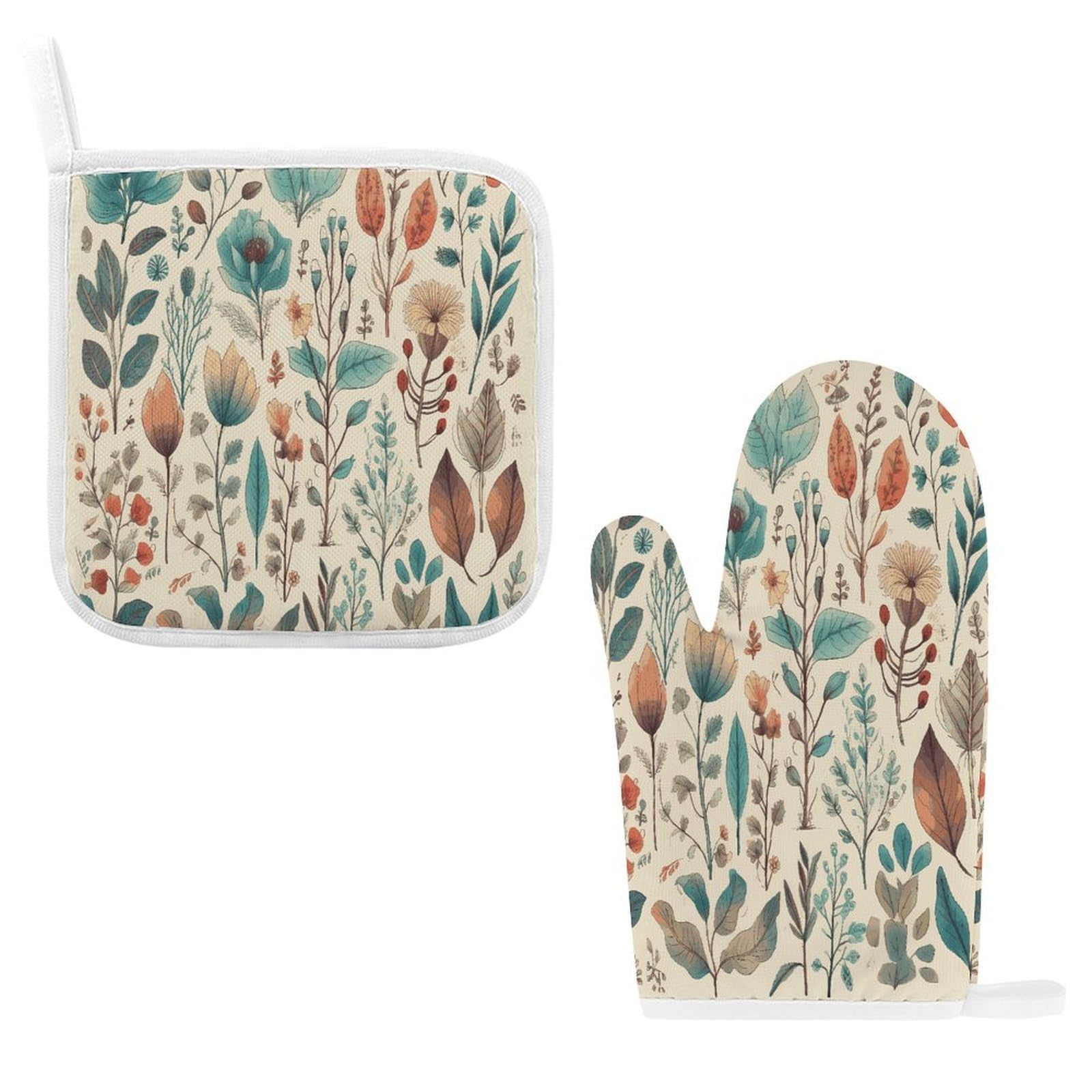 Fodpand Style Flowers And Leaves Oven Mitts And Pot Holders Sets