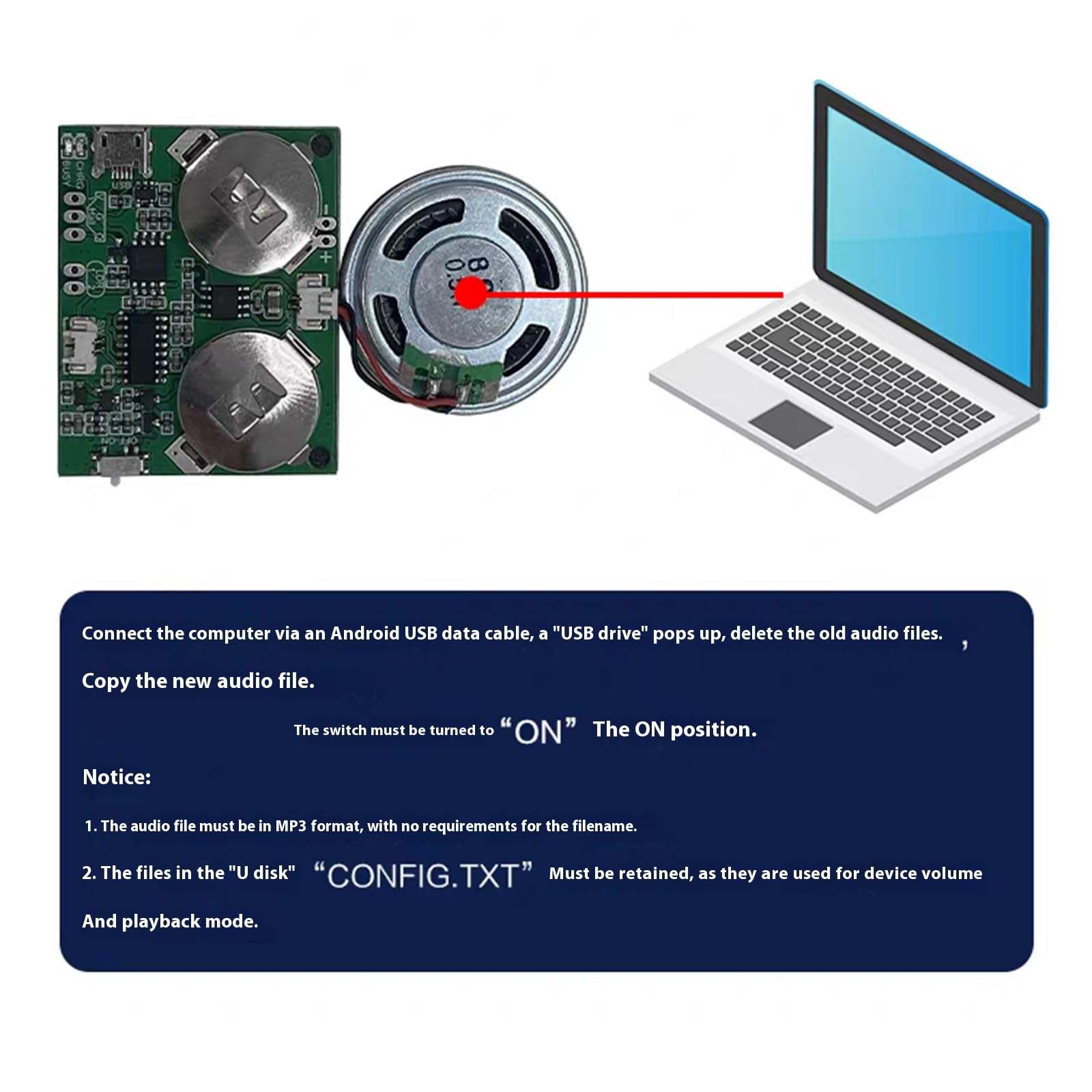 Module sonore programmable USB rechargeable 4 Mo de mémoire pour projets électroniques et douanes