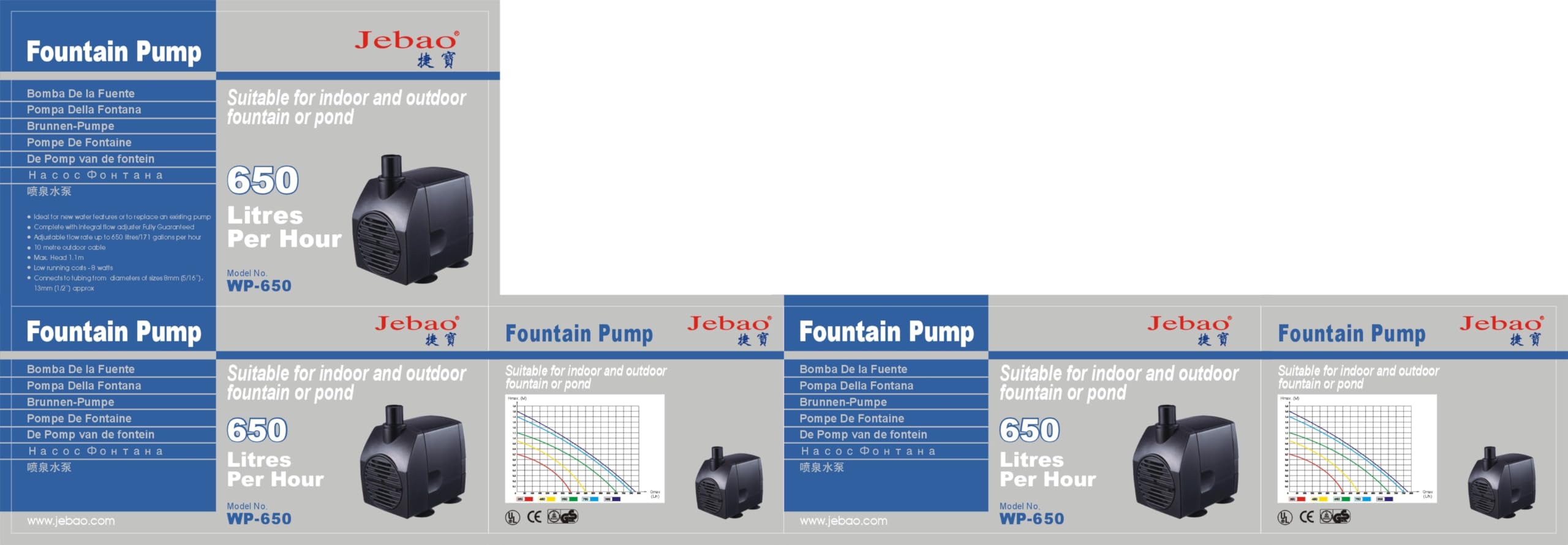 Jebao WP 650 Wasserspielpielpumpe für Quellelemente und Quellsteine