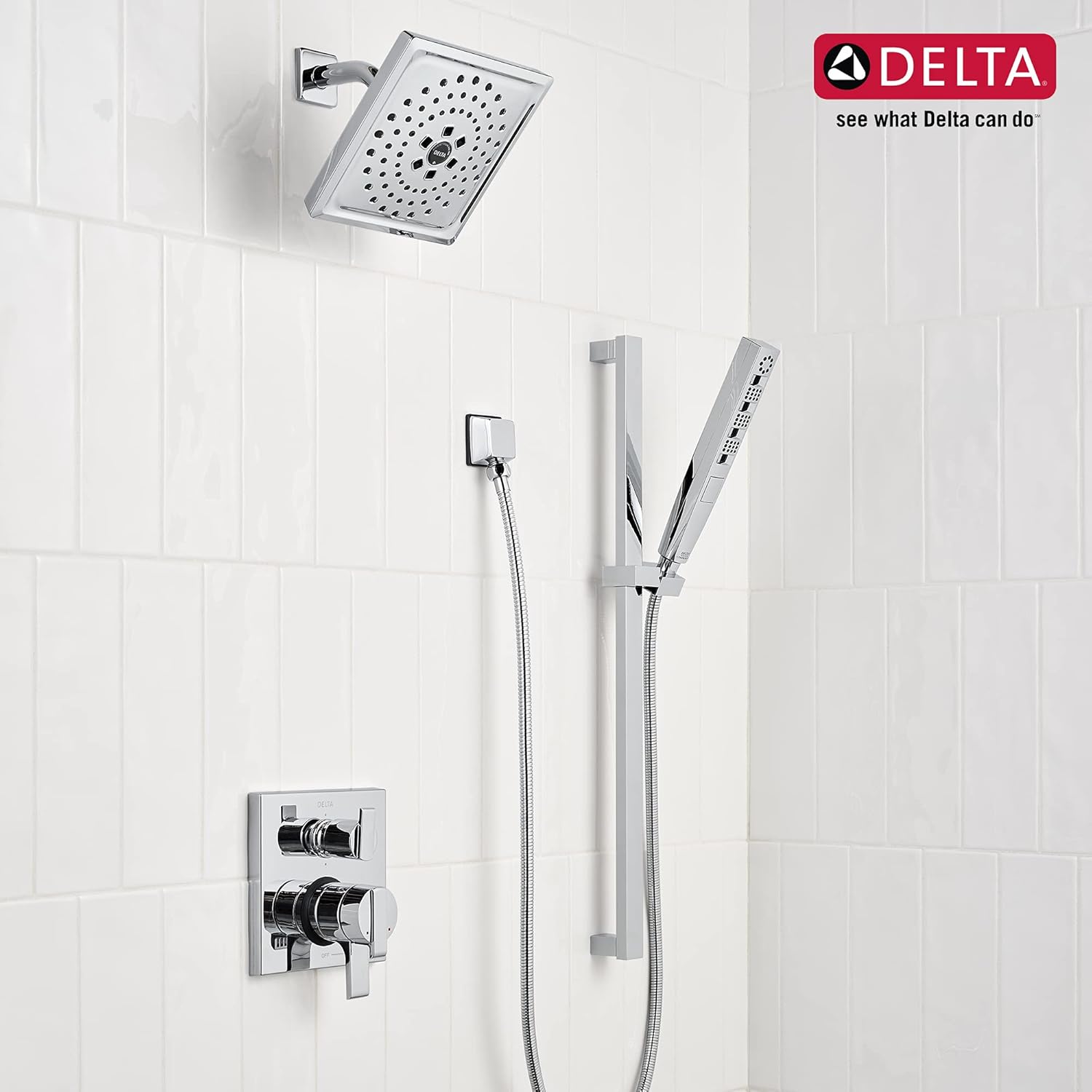 Buy 1 get 1 Delta Faucet 3-Spray H2Okinetic Shower Head, Chrome 52684
