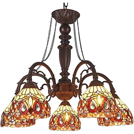 Chloe Lighting Serenity Tiffany-Style 5 Light Victorian Large Chandelier 27" Wide