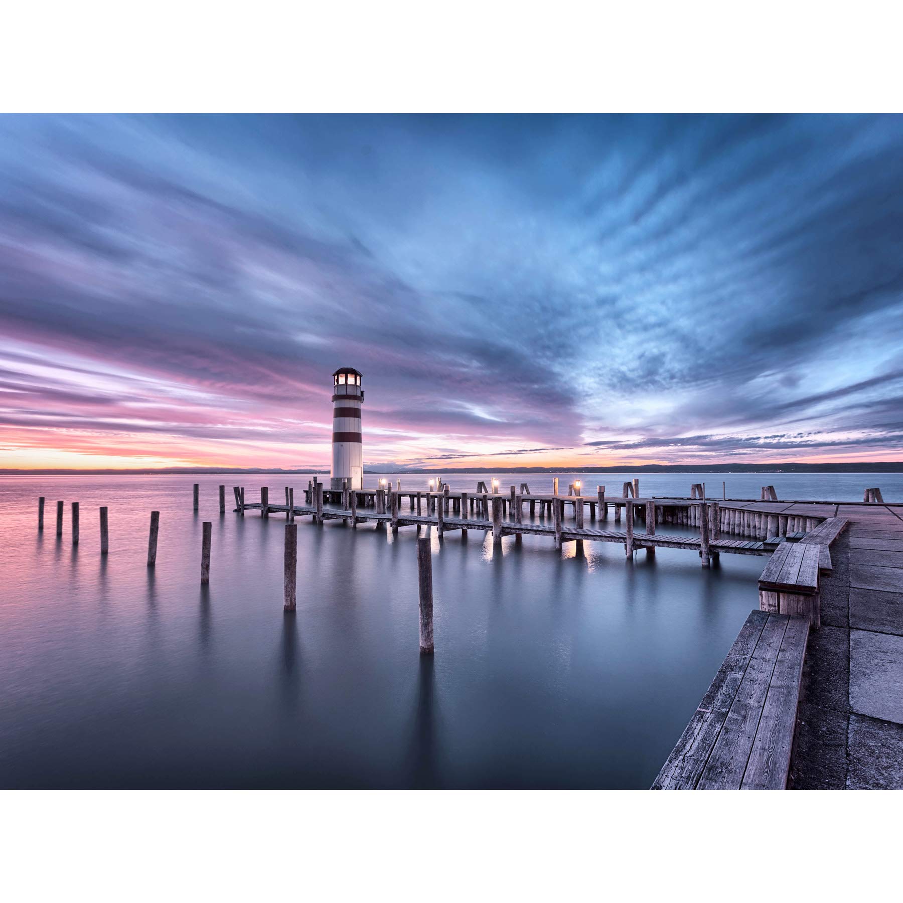 Artery8 DeSousa Lake Neusiedl Austria Sunset Lighthouse Photo Large Wall Art Poster Print Thick Paper 18X24 Inch