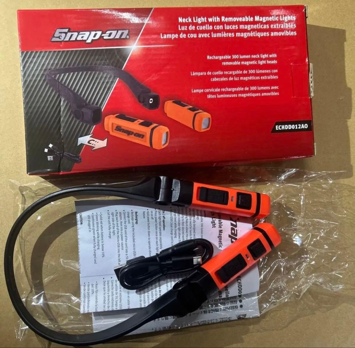 スナップオン ECHDD012AO マグネット着脱式 充電式LEDネックライト オレンジ