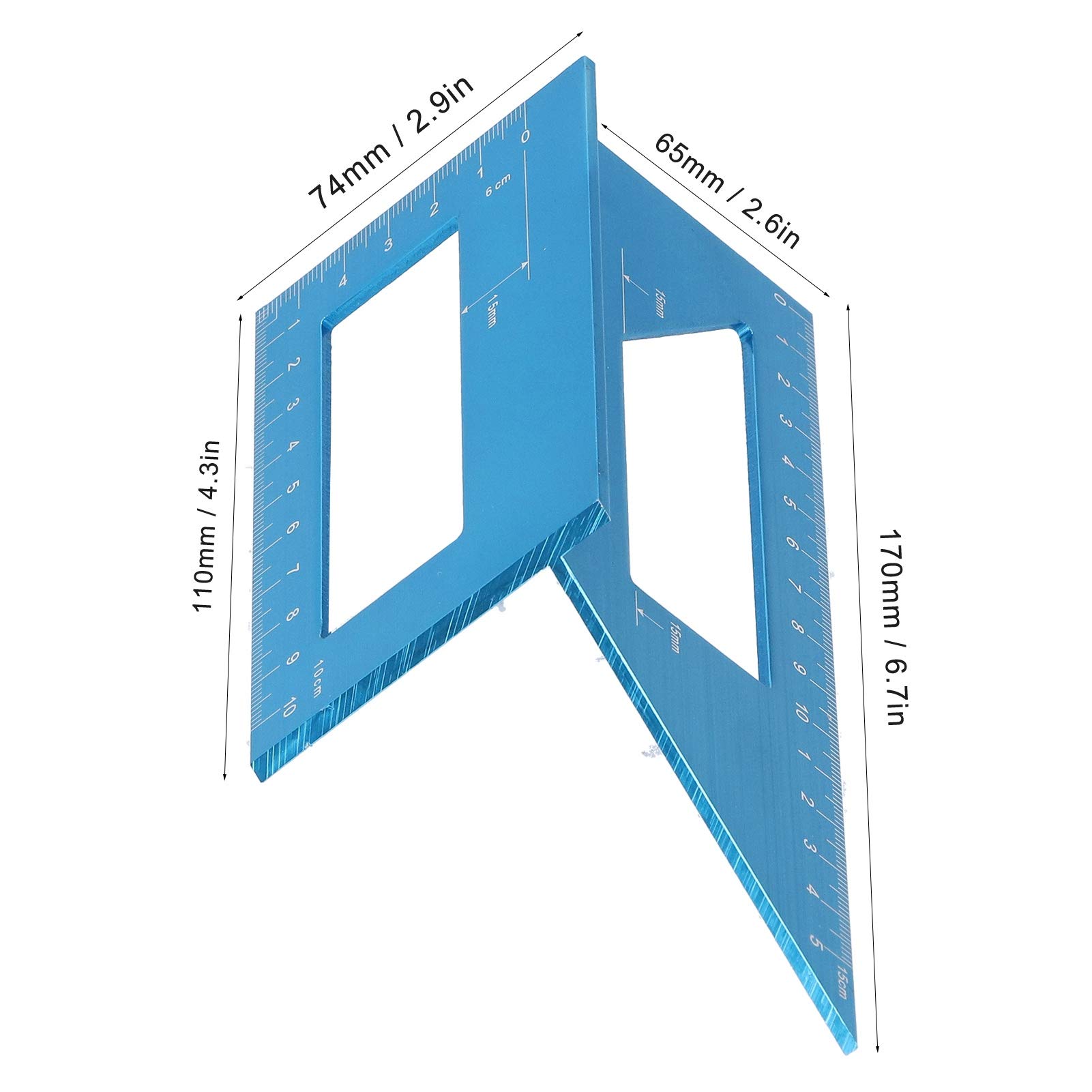 Lineal, 45°/90° T-Winkelmessgerät, gerades Lineal, hochpräzises aus Aluminiumlegierung mit einem Bereich von 0–150 mm