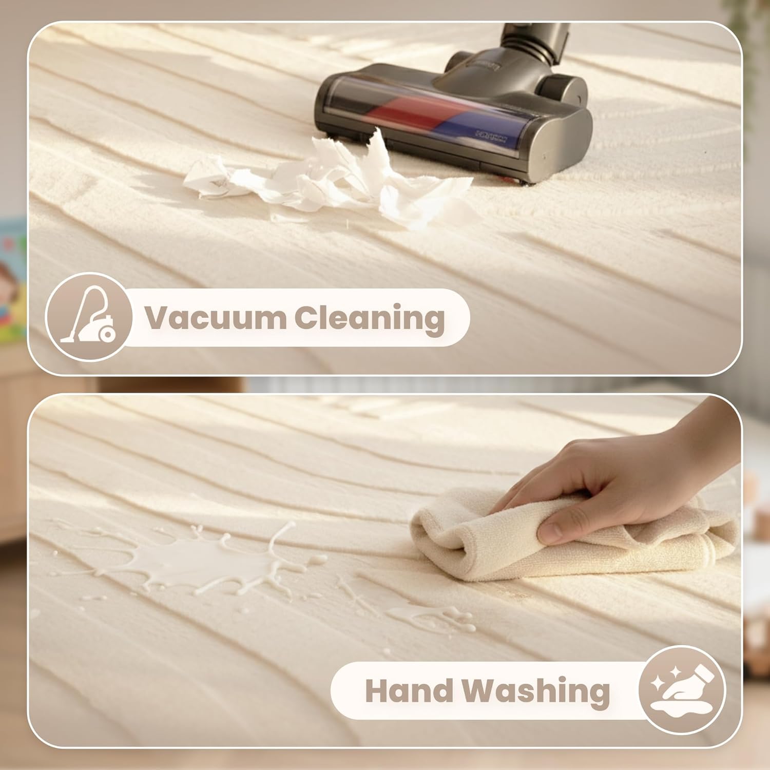 1.3" Thick Fluffy Baby Play Mat for Floor,Elasti Foam Padded Area Rug for Living Room Bedroom,Ultra Soft 3D Carved Kids Rug,Non-Slip Nursery Crawling Mat for Toddlers,4’x6’ Playroom Carpet