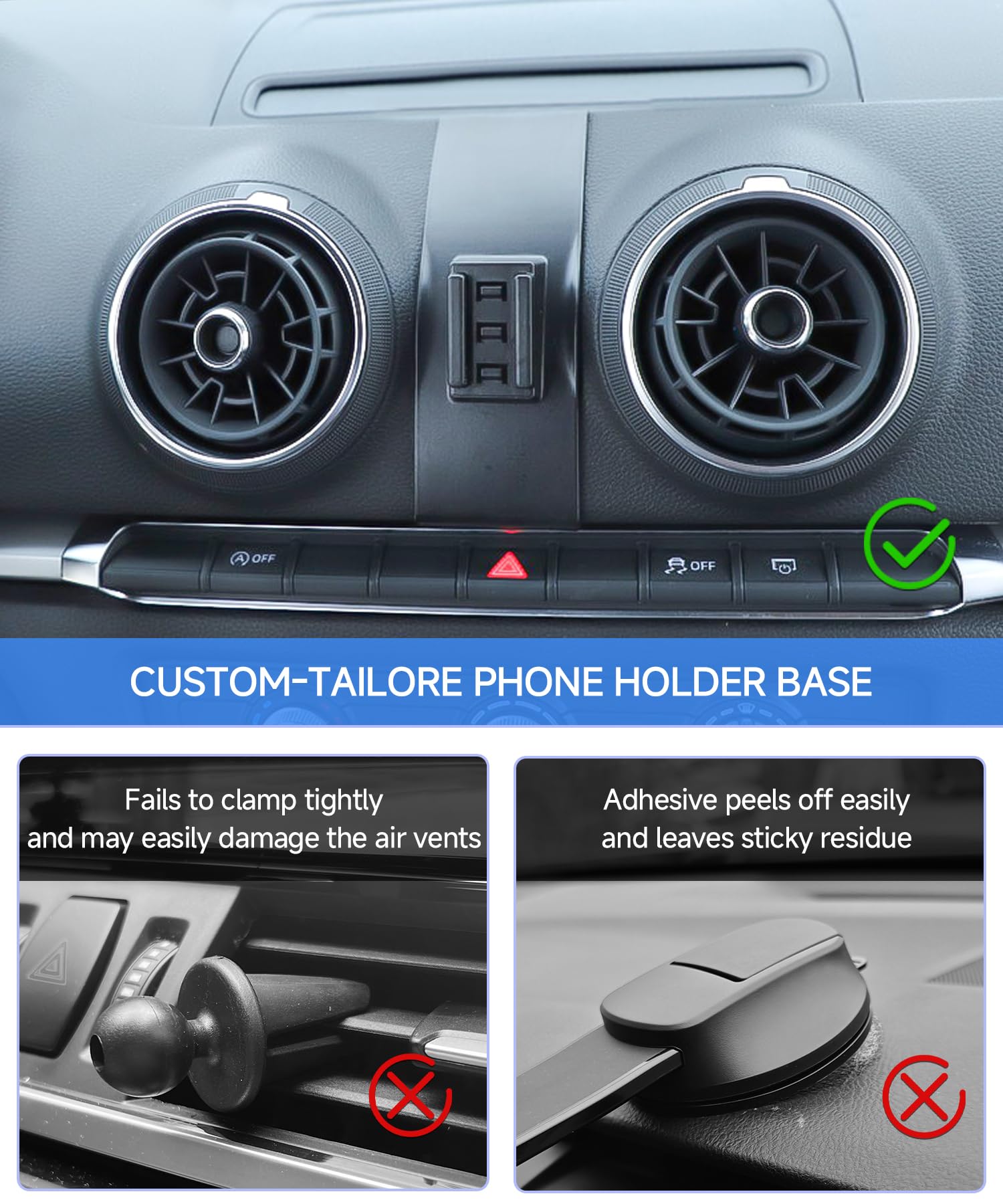 Qi2.2 Max 25W Fast Wireless Car Charger Phone Holder for 2014-2020 Audi A3 S3 RS3 Accessori, 360 ° Rotazione Phone Mount Compatibile con MagSafe, Il supporto del telefono cellulare non