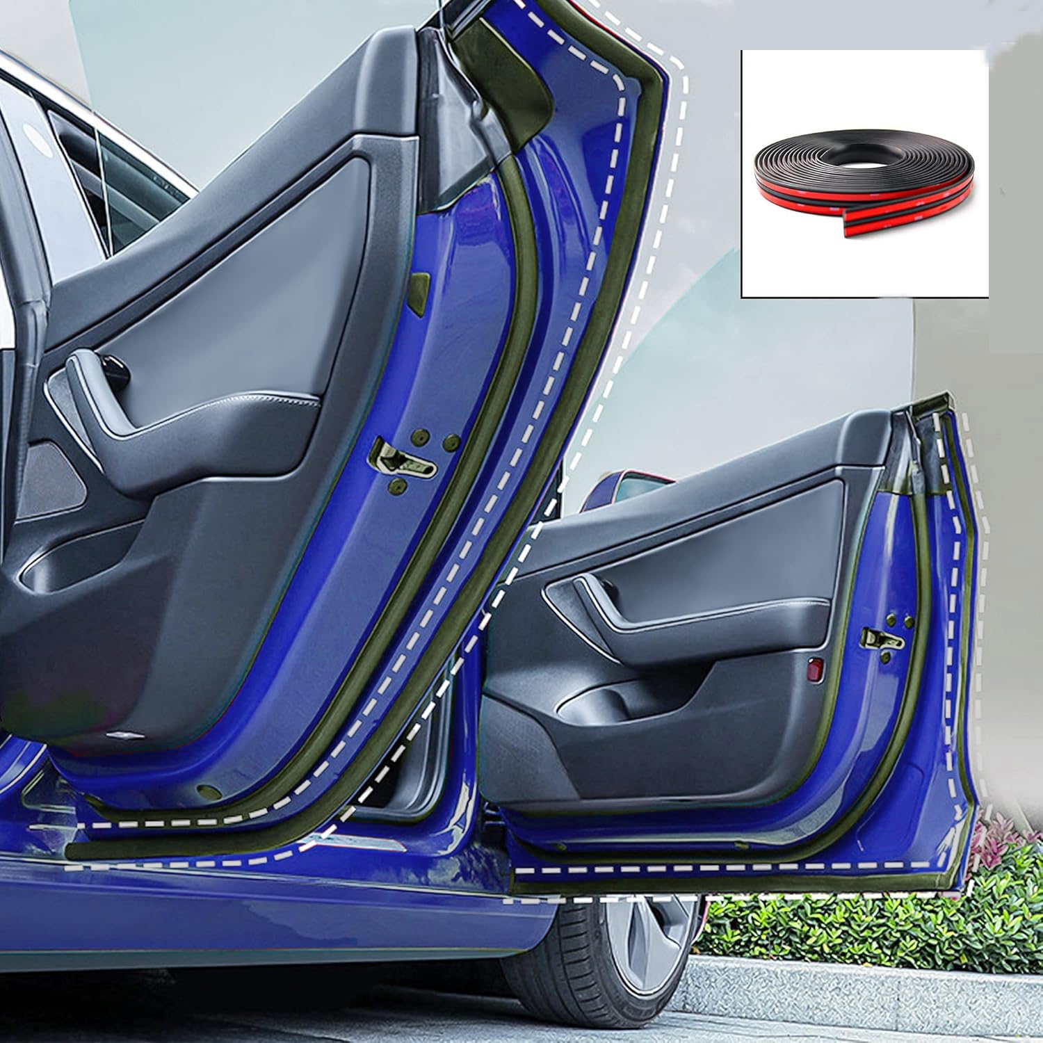 Kit 8 Pezzi Strisce Di Tenuta In Gomma Per Auto - Riduzione Rumore E Isolamento Acustico Per Model 3 2016-2023 E Model Y 2020-2023 - 2