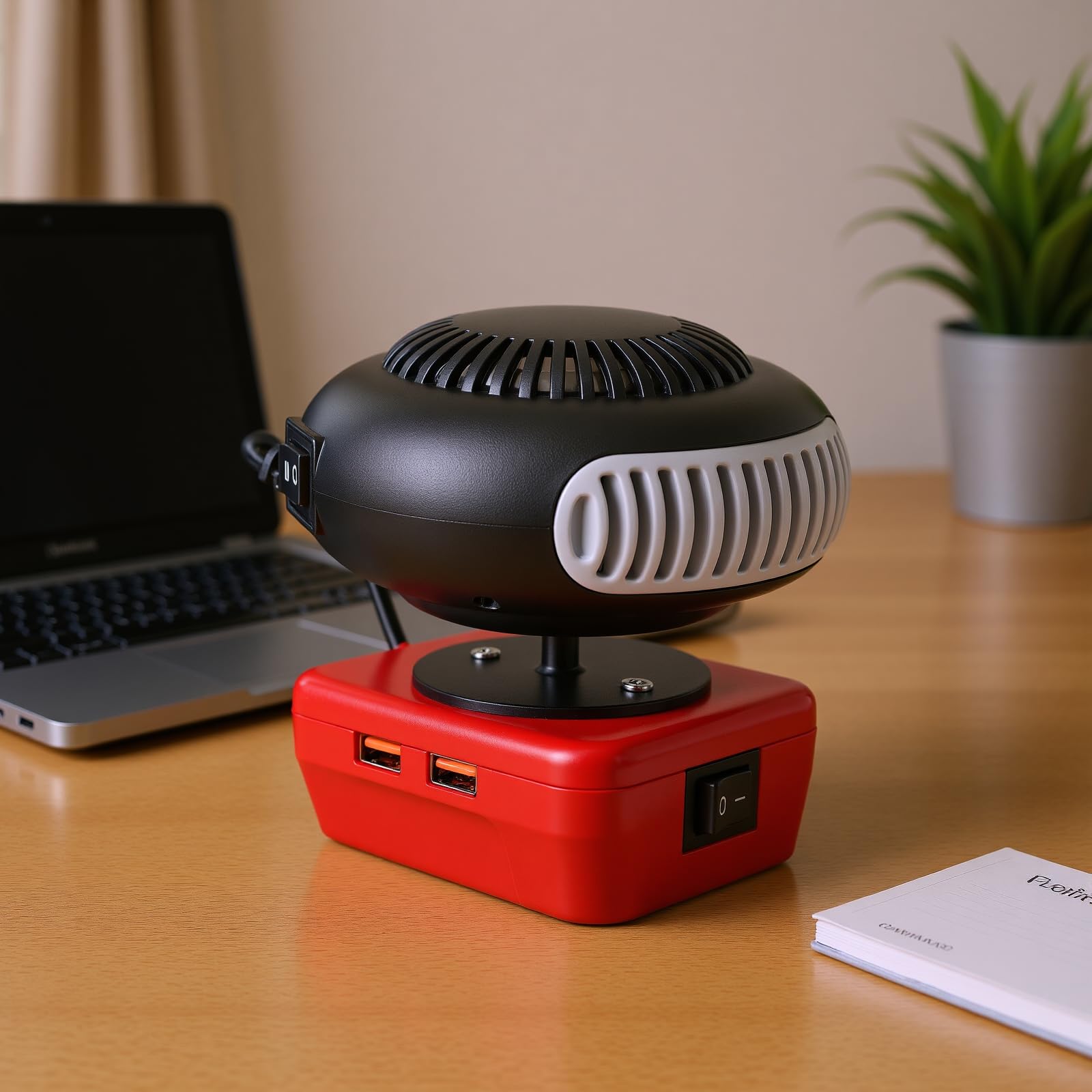 Chauffage sans fil portable rotatif à 360° avec 2 sorties USB, pour camping, voiture, intérieur