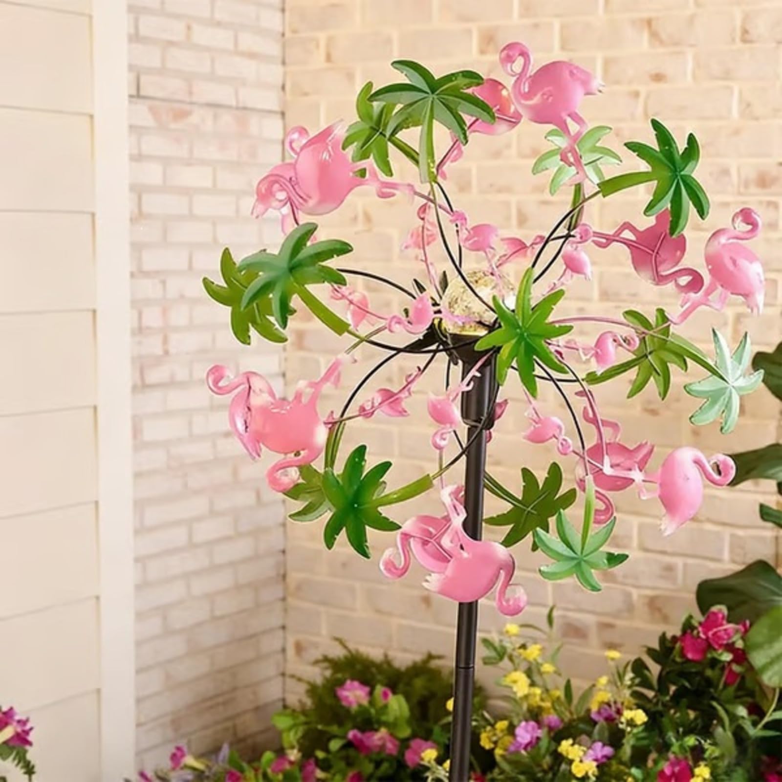 Outdoors Wind Spinners with Decorative Flowers(Includes Bracket) Dual Direction Metal Garden Spinner with Stake Weather Resistant Yard Art for Lawn Patio Garden Backyard Decor Gift (Multicolor 7)
