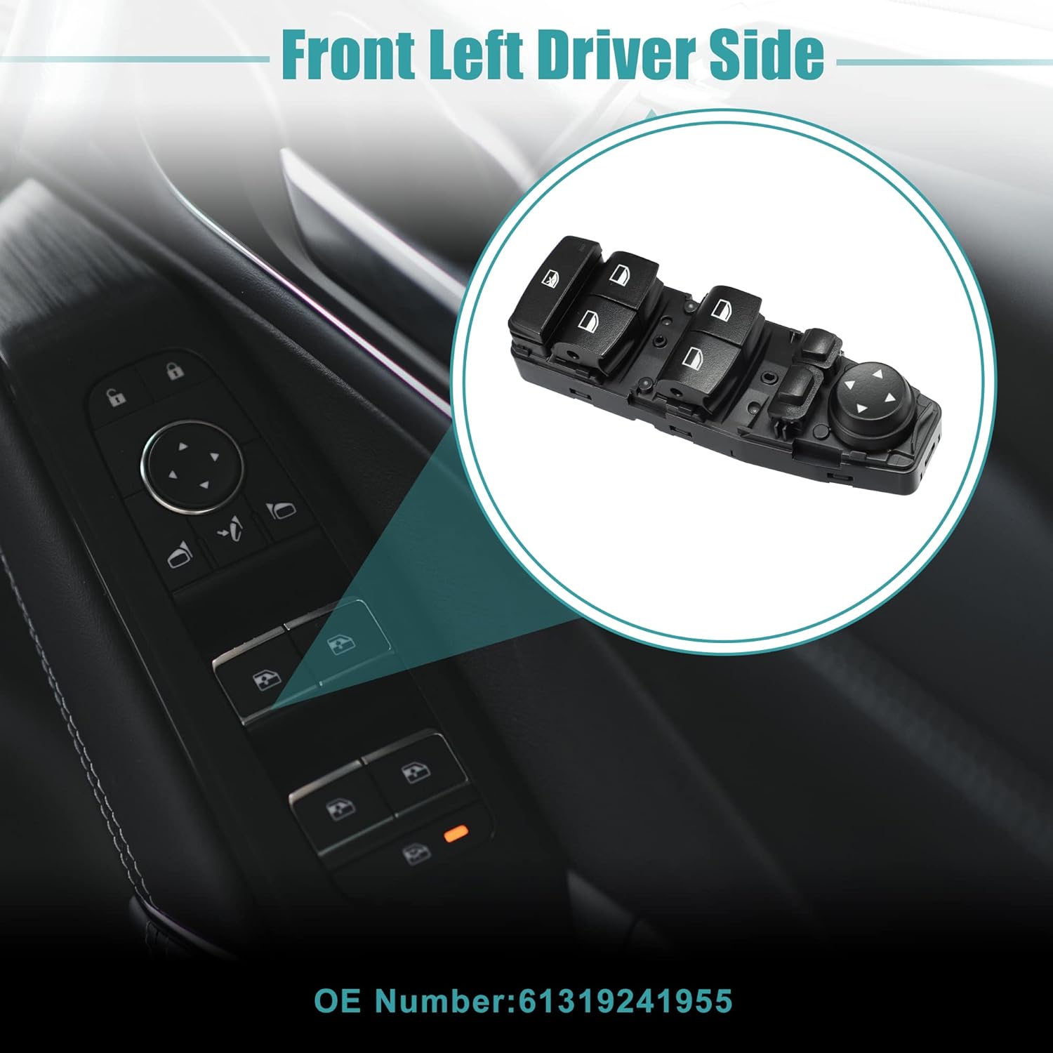 ACROPIX Front Left Driver Side Master Power Window Switch Fit for BMW 528i XDrive M5 X3 No.61319241955 - Pack of 1 Black