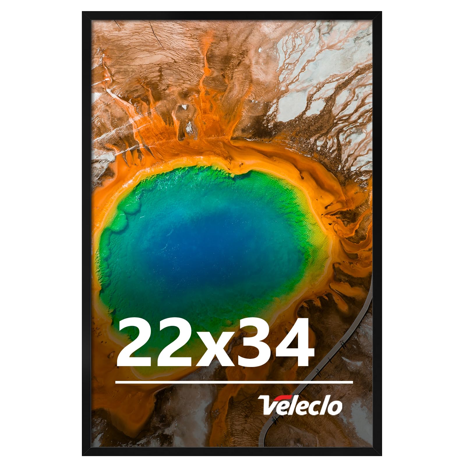 Veleclo 22x34 Picture Frame for Wall Display, 22x34 Black Picture Frame with Shatter Resistant Plexiglass, Stable and Sturdy 22 x 34 Poster Frame for Wall Display, Handpicked Gift Collection, 1 Pack