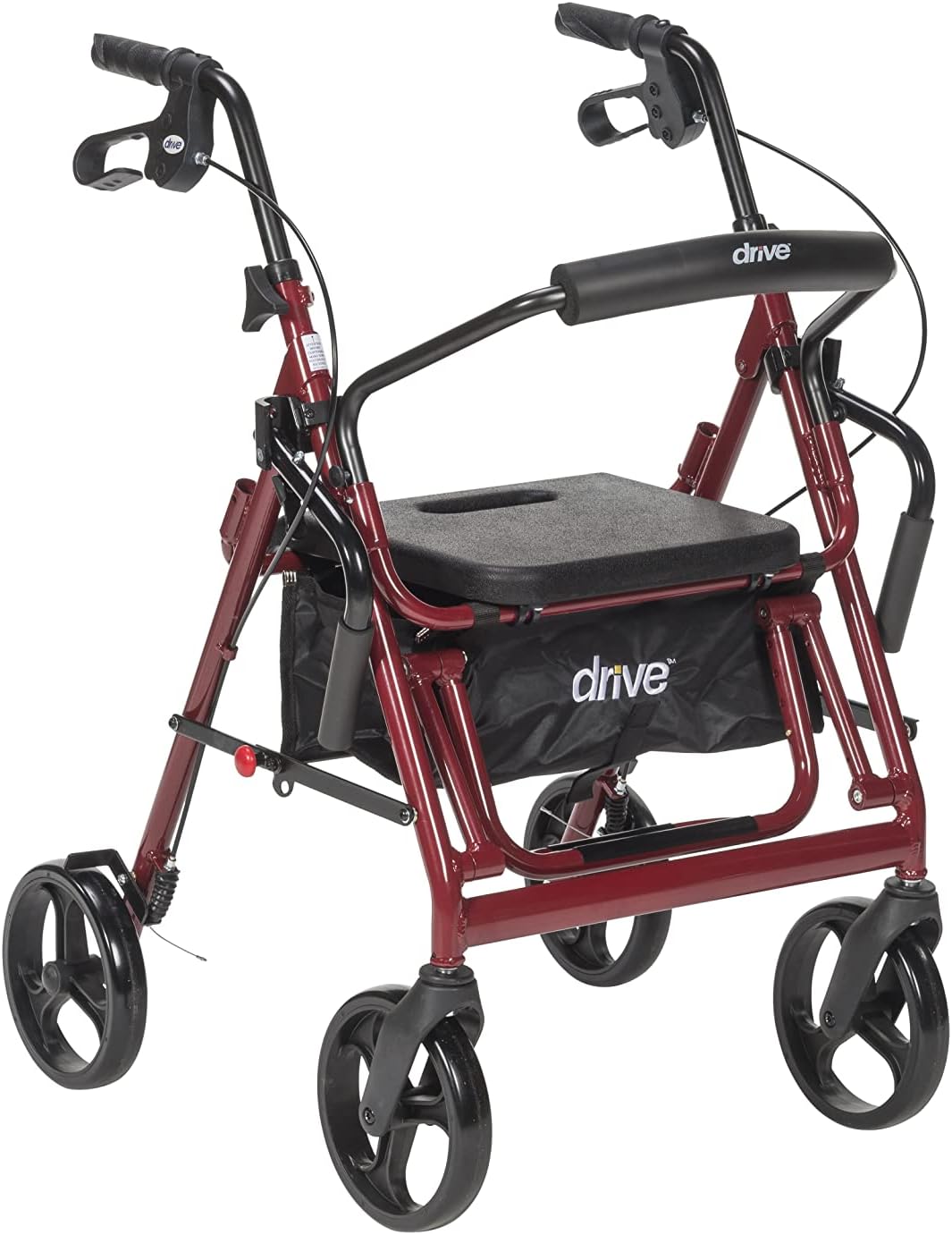 795BU Duet Folding Transport Wheelchair and Rollator Walker, Burgundy