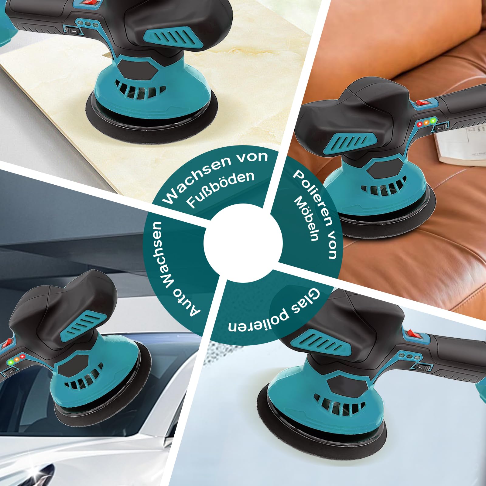 Pulidora de coche para Makita, pulidor orbital de 6 pulgadas con batería, pulidor inalámbrico de 5800 RPM con 6 velocidades variables para detalle/pulido/cera de automóviles, 22 piezas de accesorios