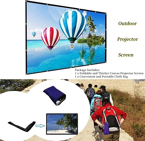 Miniatura 6 de Proyector portátil de 250 pulgadas para exteriores, pantalla de proyección de película de lona grande plegada 169 para cine en casa, escuela,
