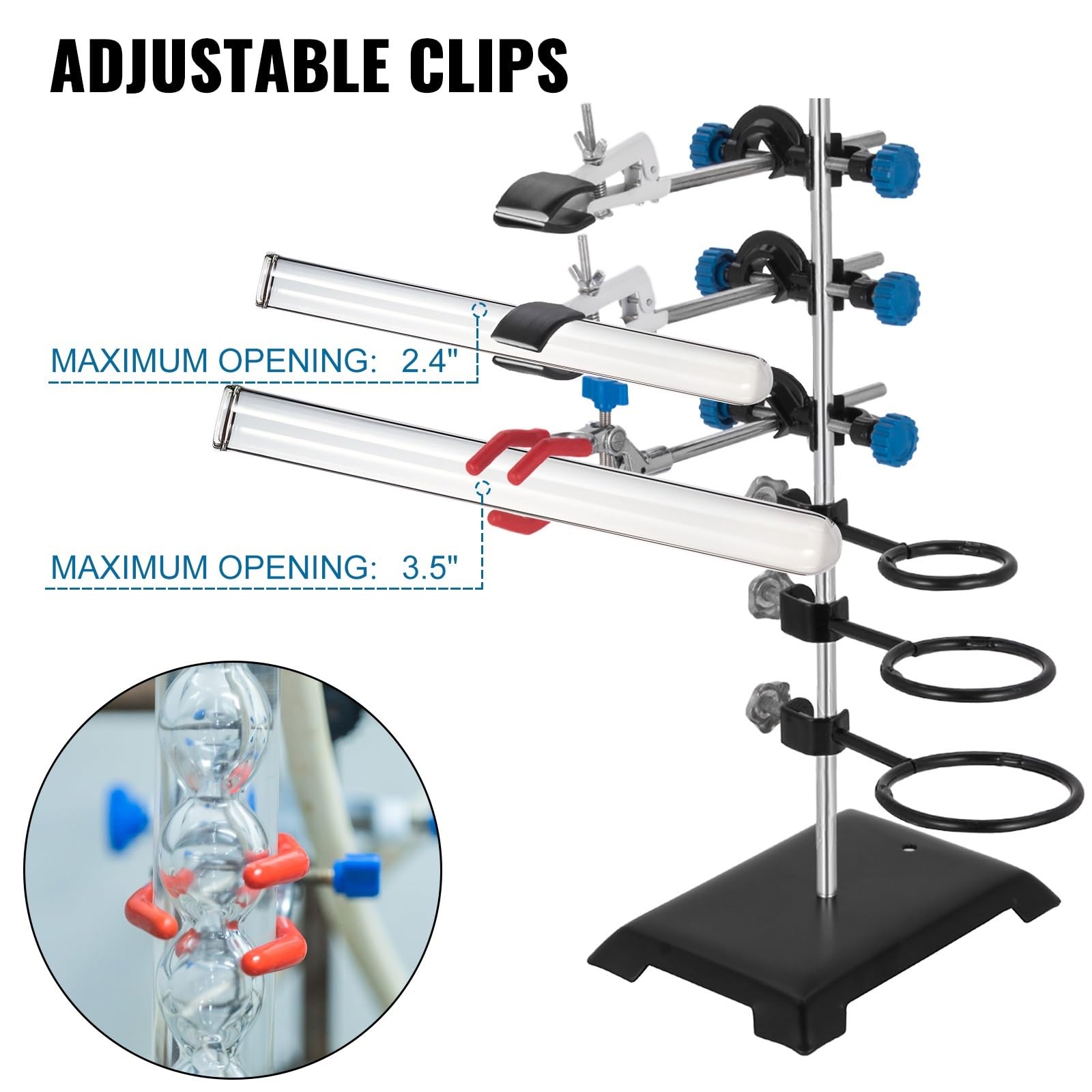 Supporto da laboratorio for supporto con 3 clip regolabili e cappucci for materiale scolastico in acciaio inossidabile for l'insegnamento della biologia chimica,Operazione flessibile