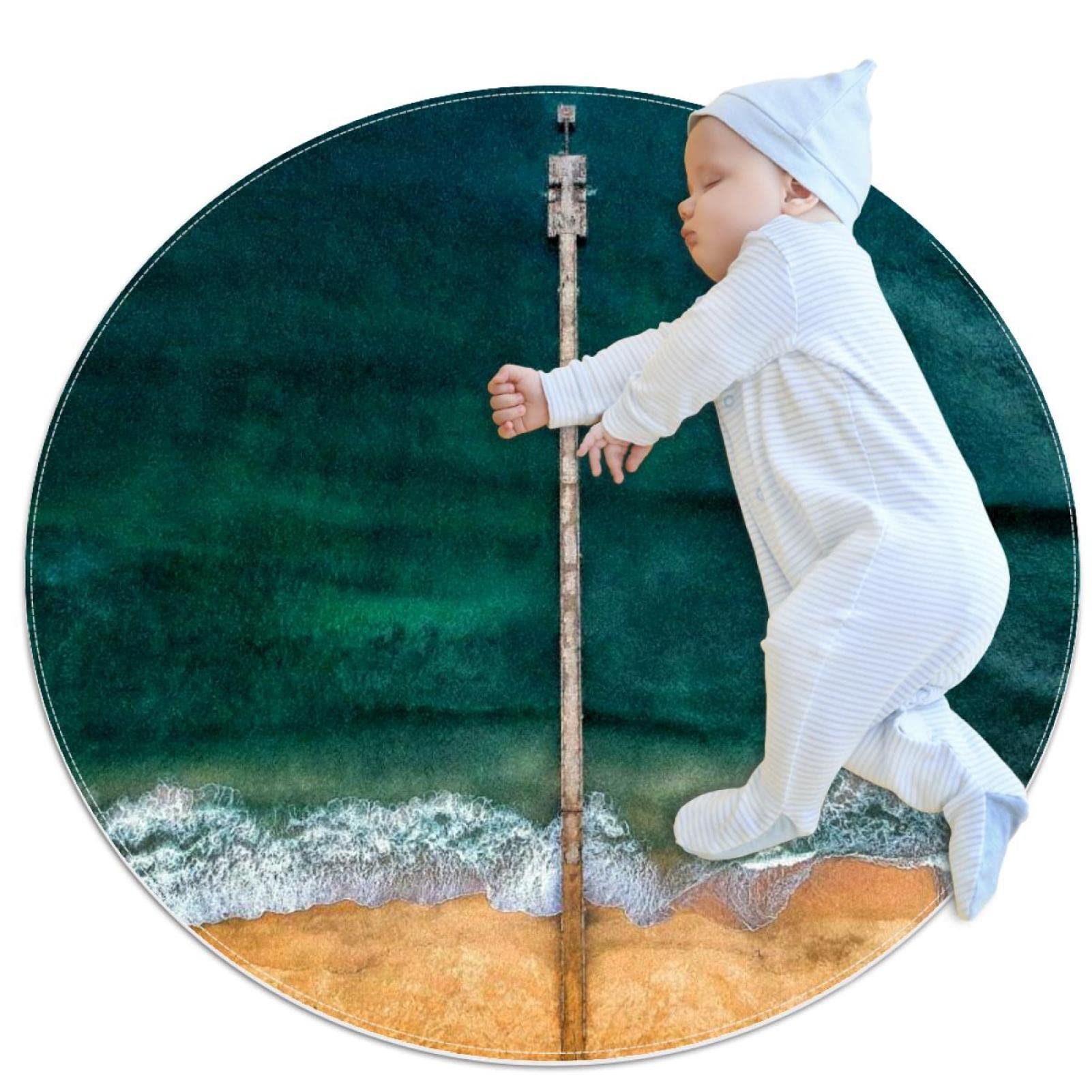 Tapis de salle de bain océan côtier vert de 1m pour une ambiance douceur