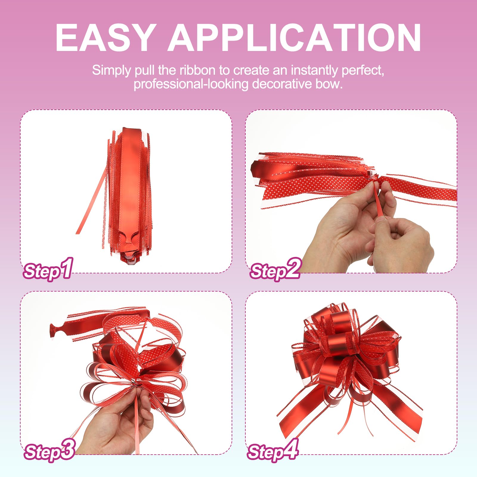 PATIKIL 20 Pcs Large Pull Bow Gift Wrapping, 9 Inch Ribbon Organza Metallic Red Bows for Gift Wrapping Wedding Baskets Car - Image 3