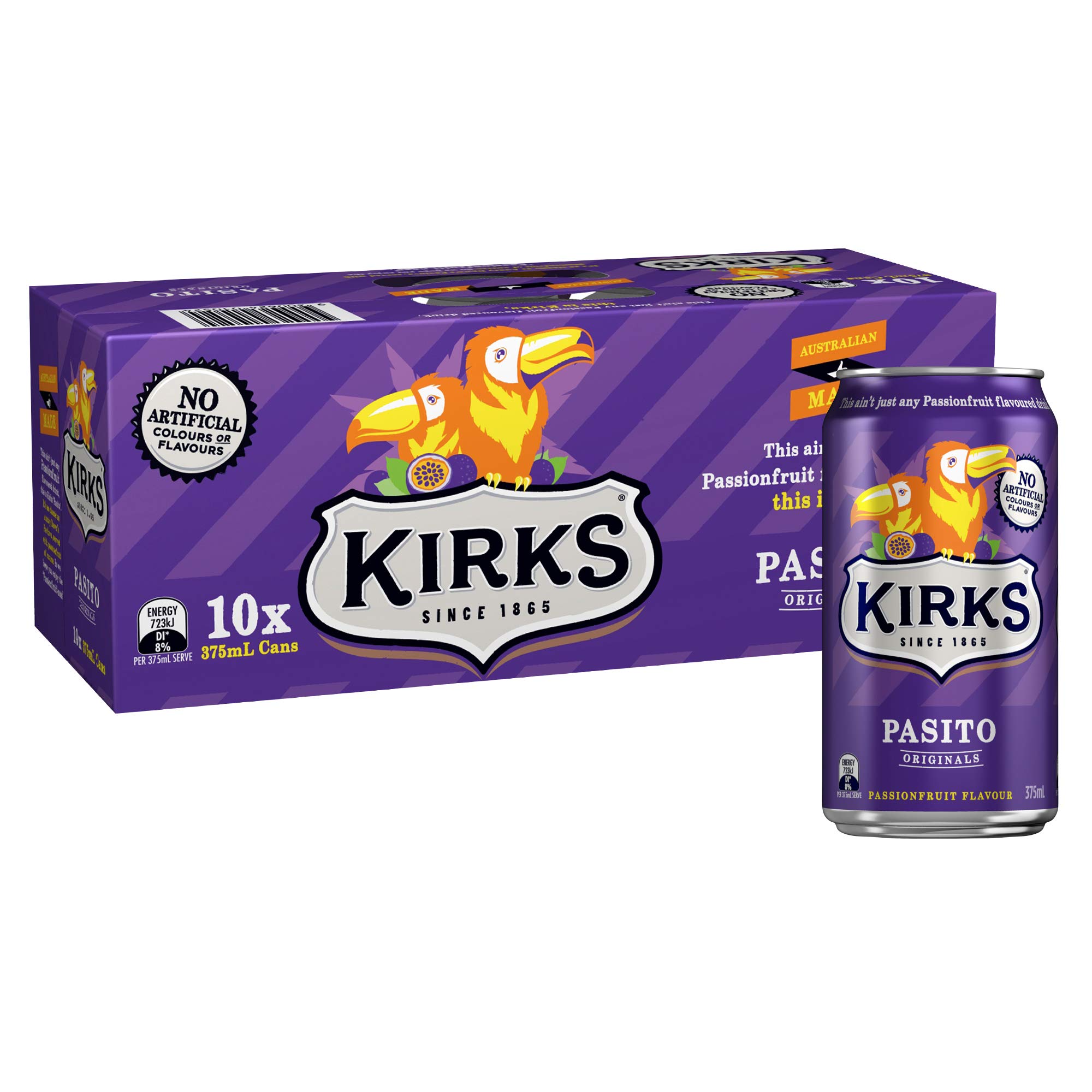 Kirks Pasito Multipack Cans Soft Drink, 10 x 375 ml