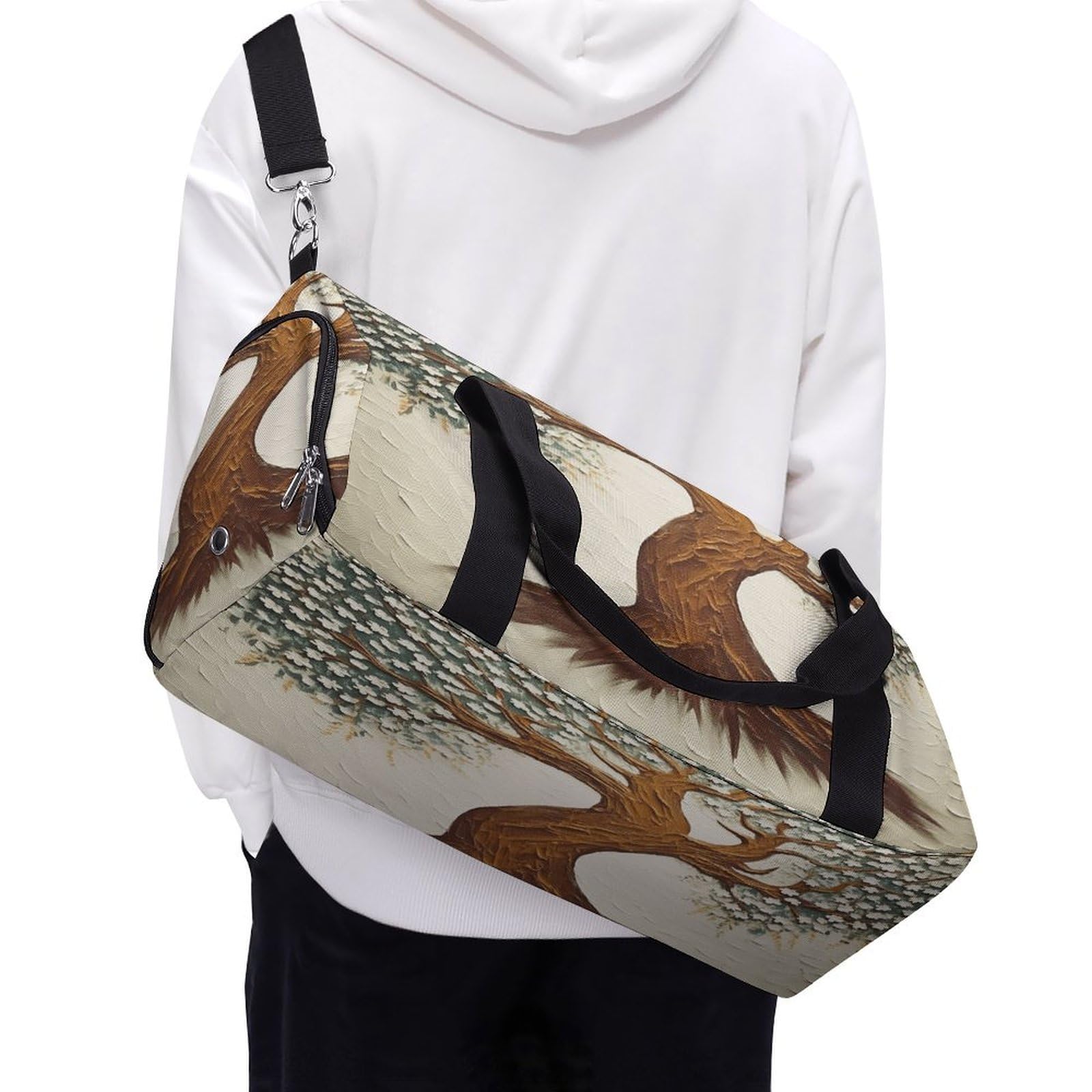Turnbeutel für Damen und Herren, mit Baumdruck, wiederverwendbar, Turnbeutel mit Schuhfach, Stil, Einheitsgröße, modern, Stil:, Einheitsgröße, Modern