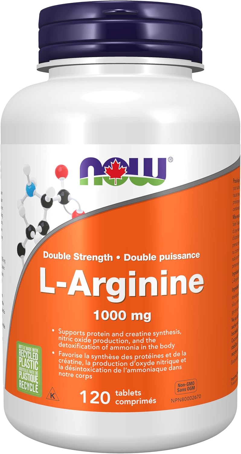 NOW Supplements, L-Arginine 1,000 mg, Nitric Oxide Precursor, Amino Acid, 120 Tablets