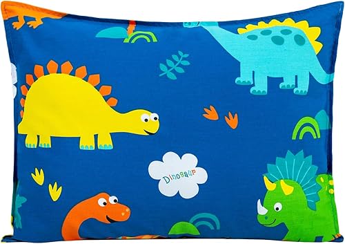Cottonblue - Almohada para niños pequeños con funda de almohada de 100 % algodón orgánico de 14 x 19 pulgadas, para dormir, lavable a máquina, para