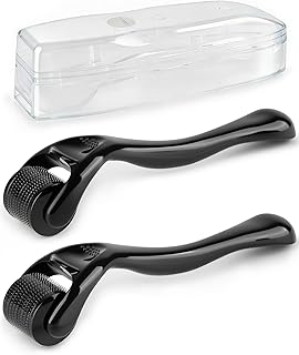 lulir 2 Stück Derma Roller, 0,5 mm&1,0 mm Microneedling Roller mit 540 Nadeln, Derma Roller für Gesicht, Kopfhaut & Körpe...