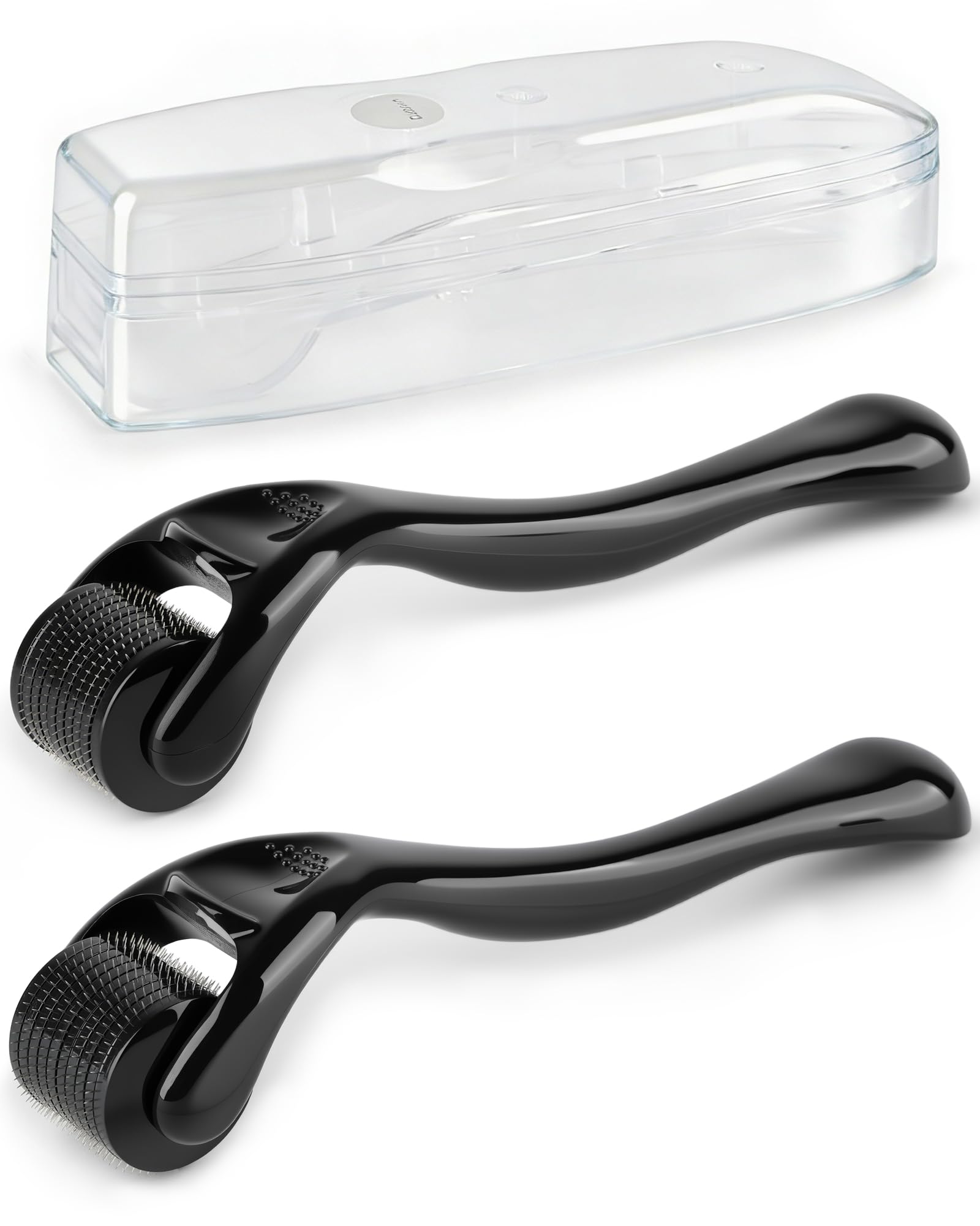 lulir 2 Stück Derma Roller, 0,5 mm&1,0 mm Microneedling Roller mit 540 Nadeln, Derma Roller für Gesicht, Kopfhaut & Körper, Haarroller Bartroller für Hautpflege Haarpflege,Große Poren, Männer & Frauen