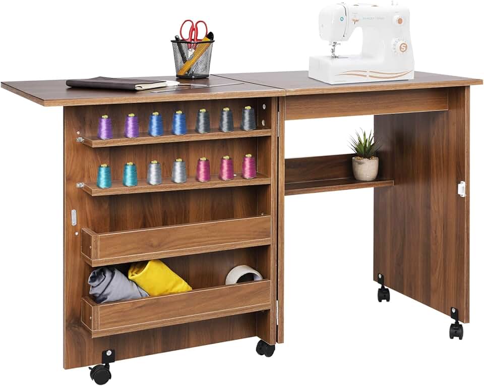 folding craft table with storage
