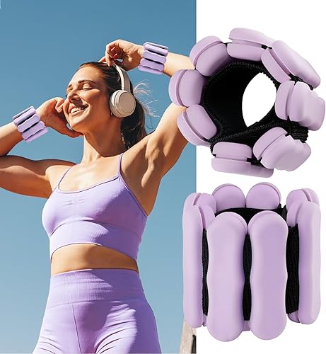Miniatura 16 de Pesas de muñeca y tobillo para mujeres y hombres, pesas de muñeca de 1 libra x 2 2 libras x 2 libras x 2 pesas ponderadas de pilates para